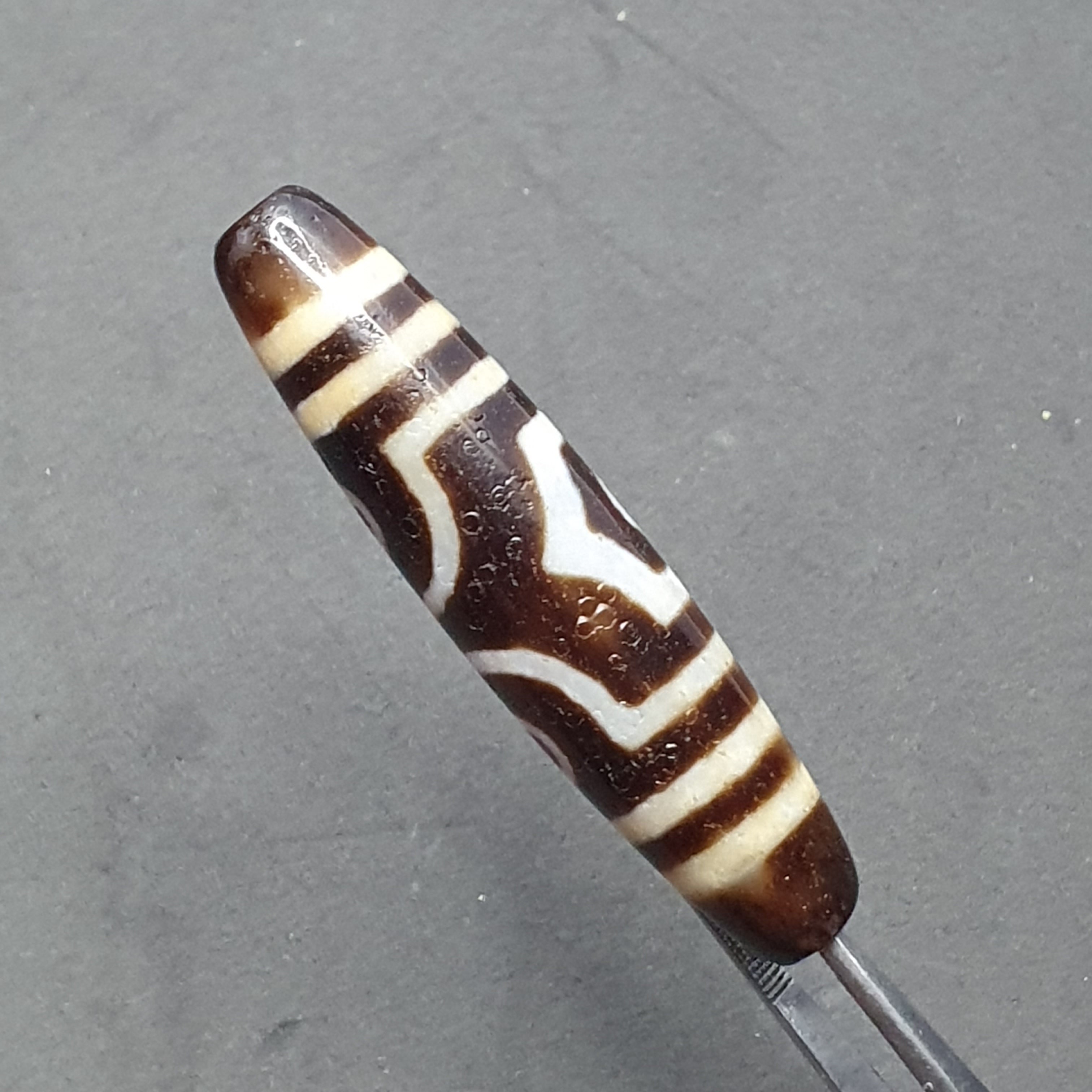 3 Eyes Tibetan Agate Dzi Bead Amulet - 60mm Himalayan Gemstone