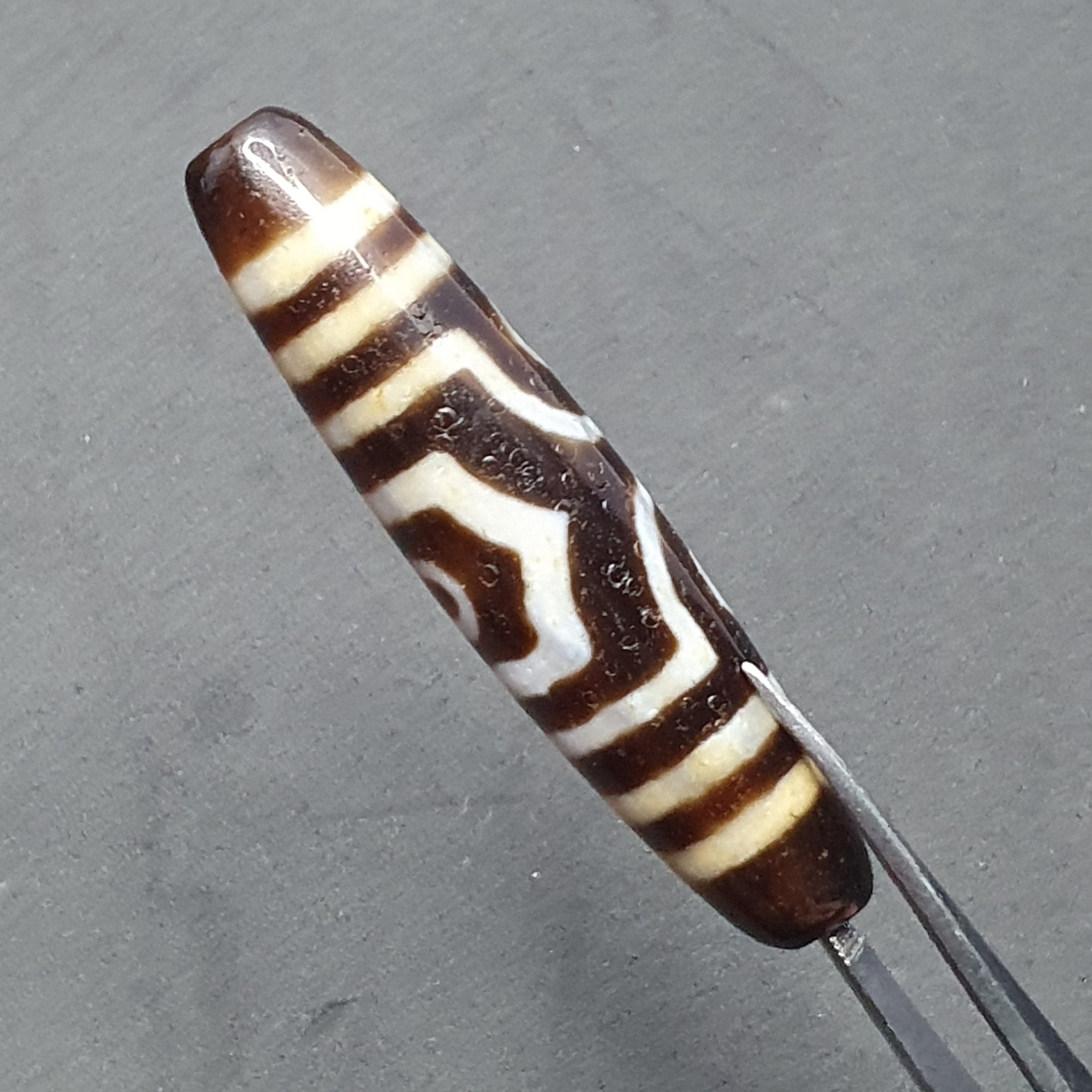 3 Eyes Tibetan Agate Dzi Bead Amulet - 60mm Himalayan Gemstone