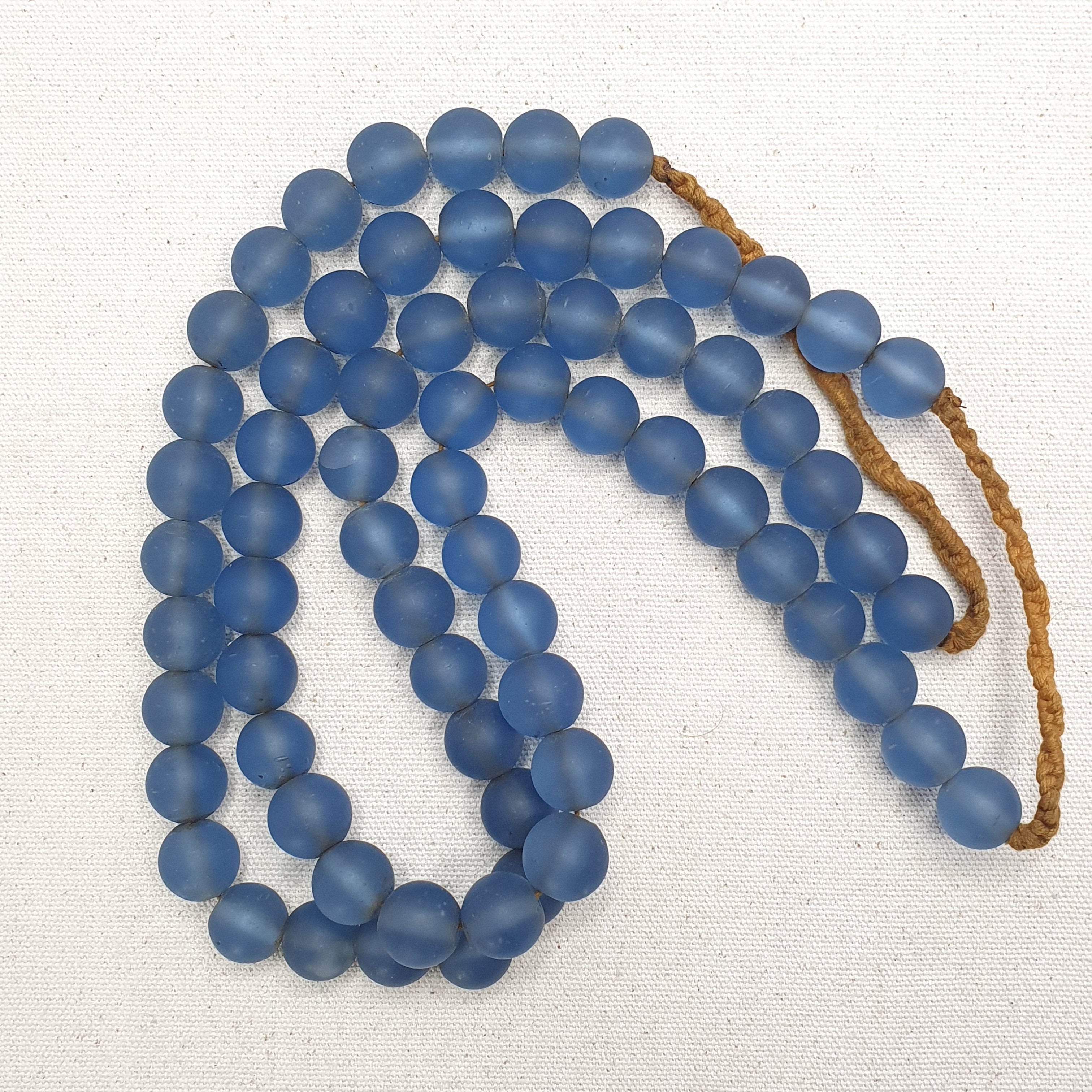 Rare Vintage African Glass Beads Necklace Sky Blue Antique Look