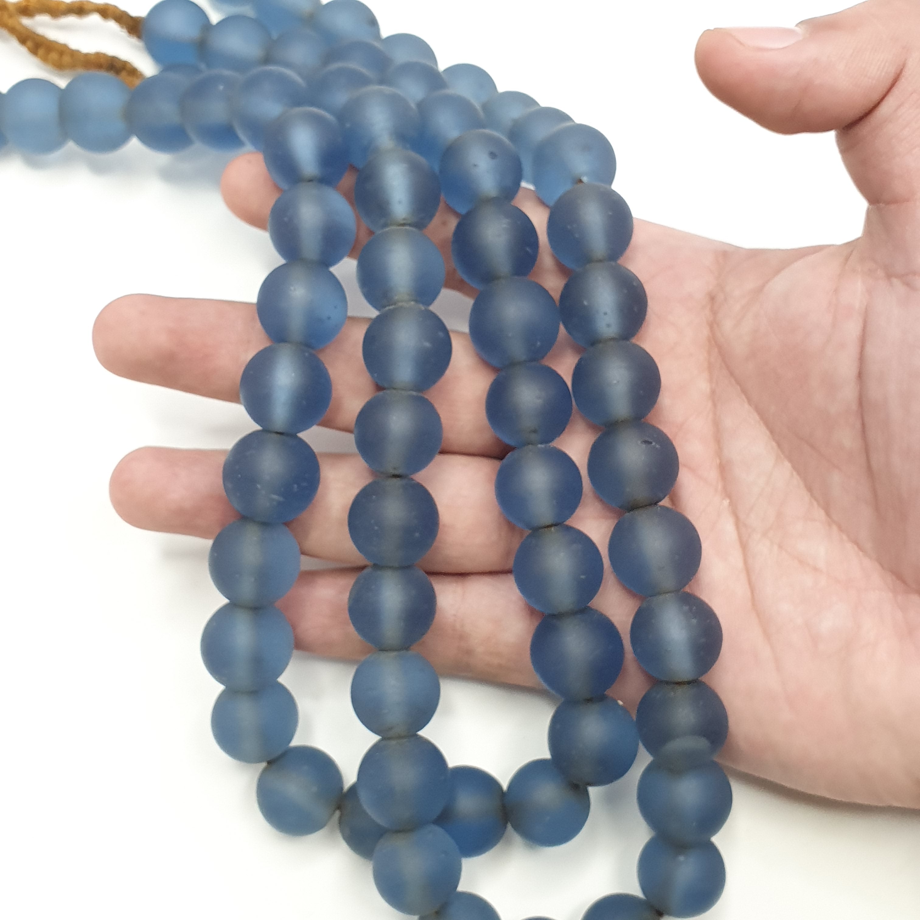 Rare Vintage African Glass Beads Necklace Sky Blue Antique Look