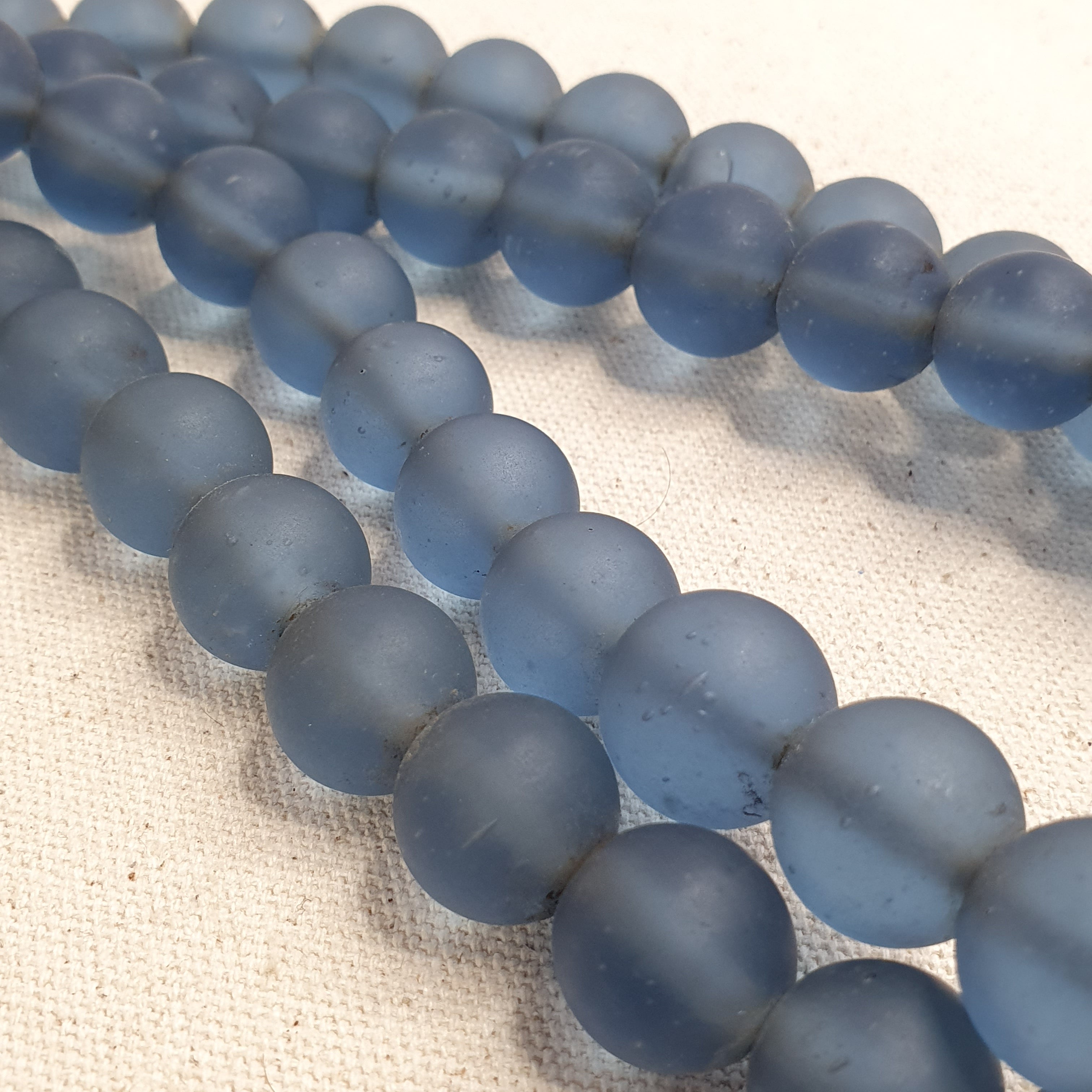 Rare Vintage African Glass Beads Necklace Sky Blue Antique Look