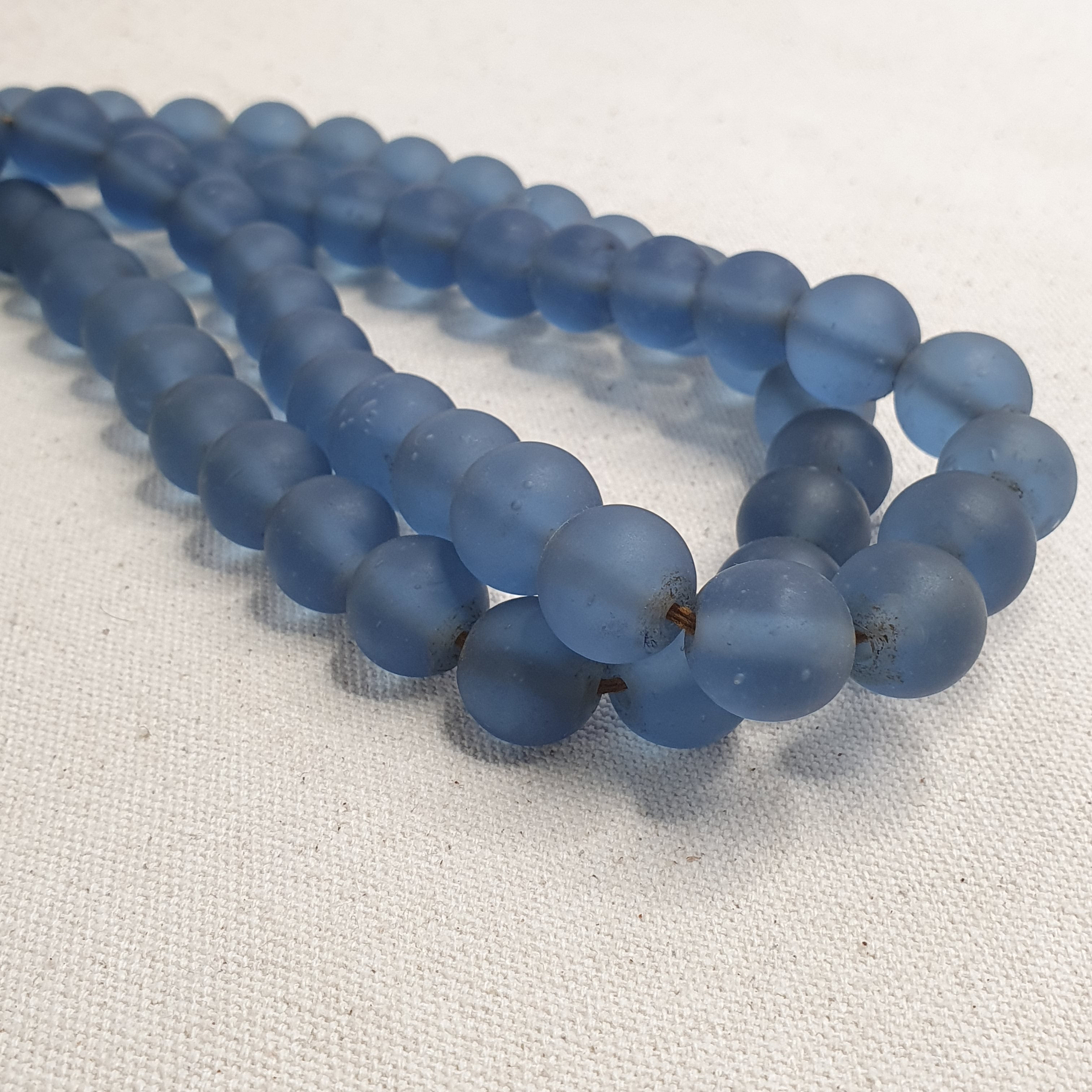 Rare Vintage African Glass Beads Necklace Sky Blue Antique Look