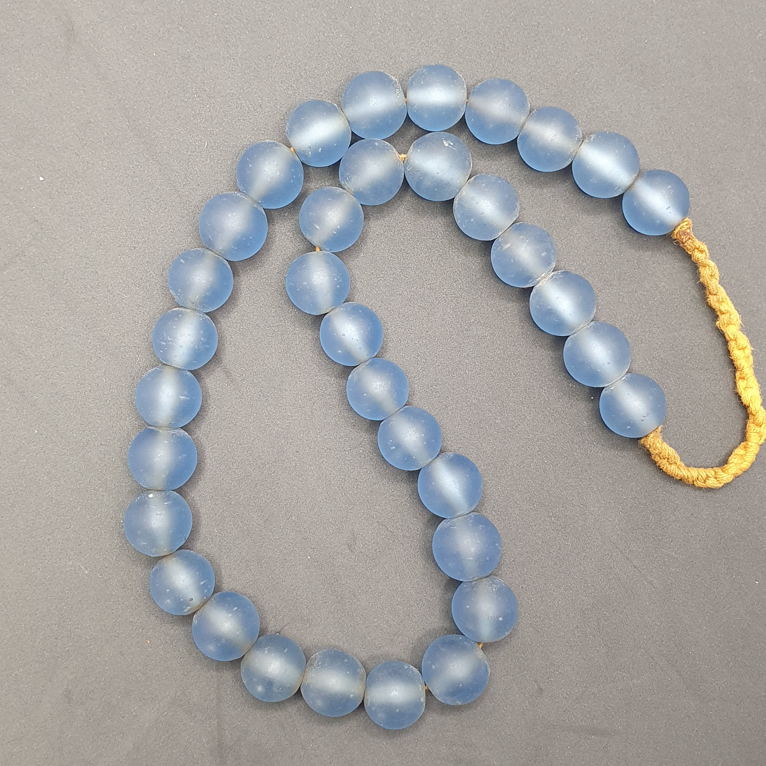 Rare Vintage African Glass Beads Necklace Sky Blue Antique Look