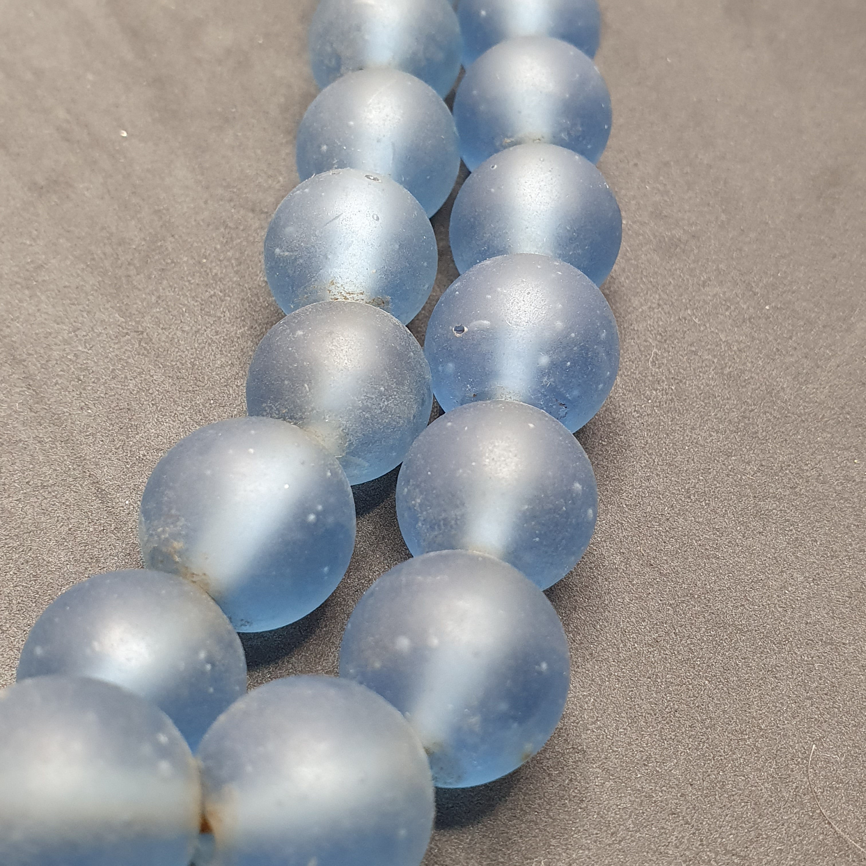 Rare Vintage African Glass Beads Necklace Sky Blue Antique Look