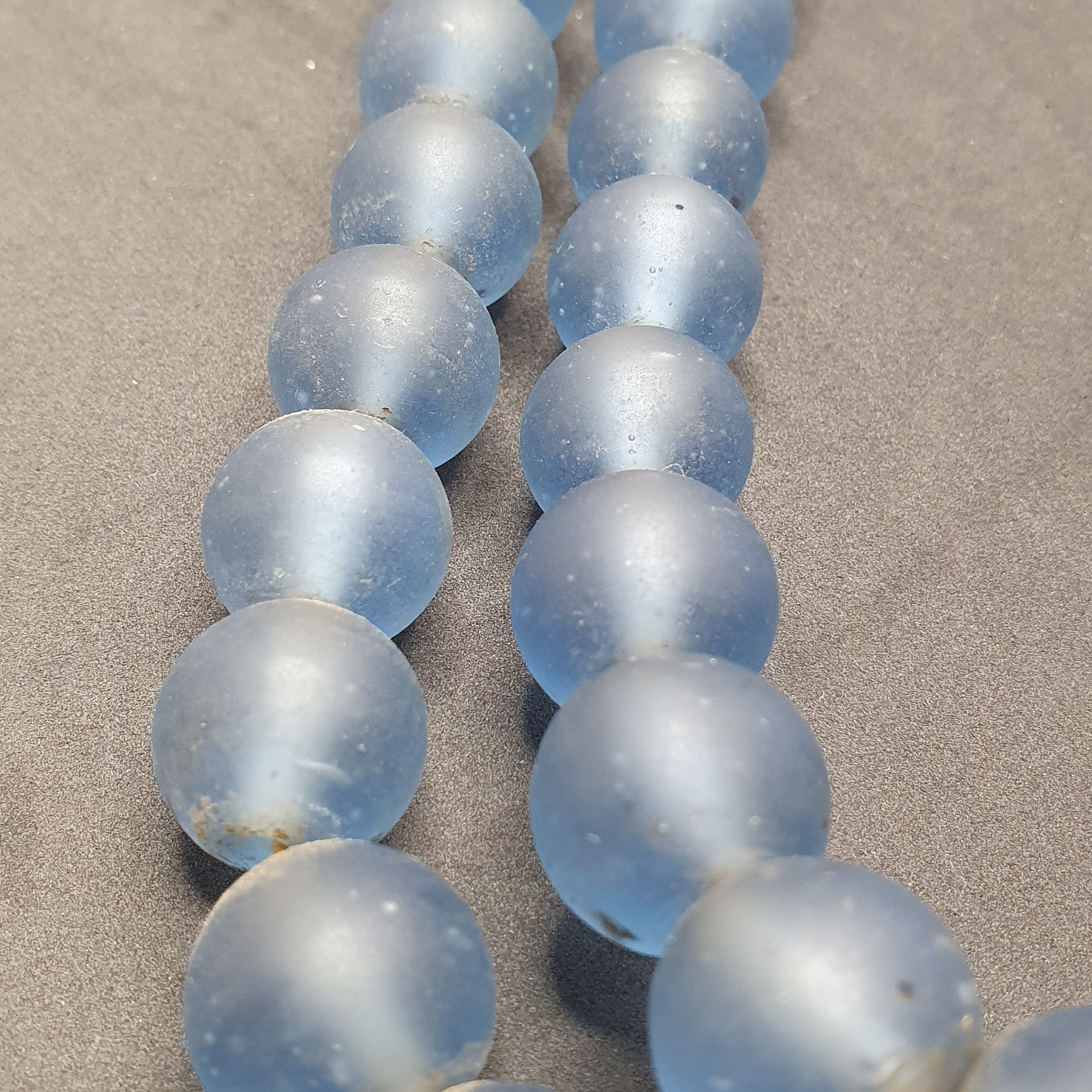 Rare Vintage African Glass Beads Necklace Sky Blue Antique Look