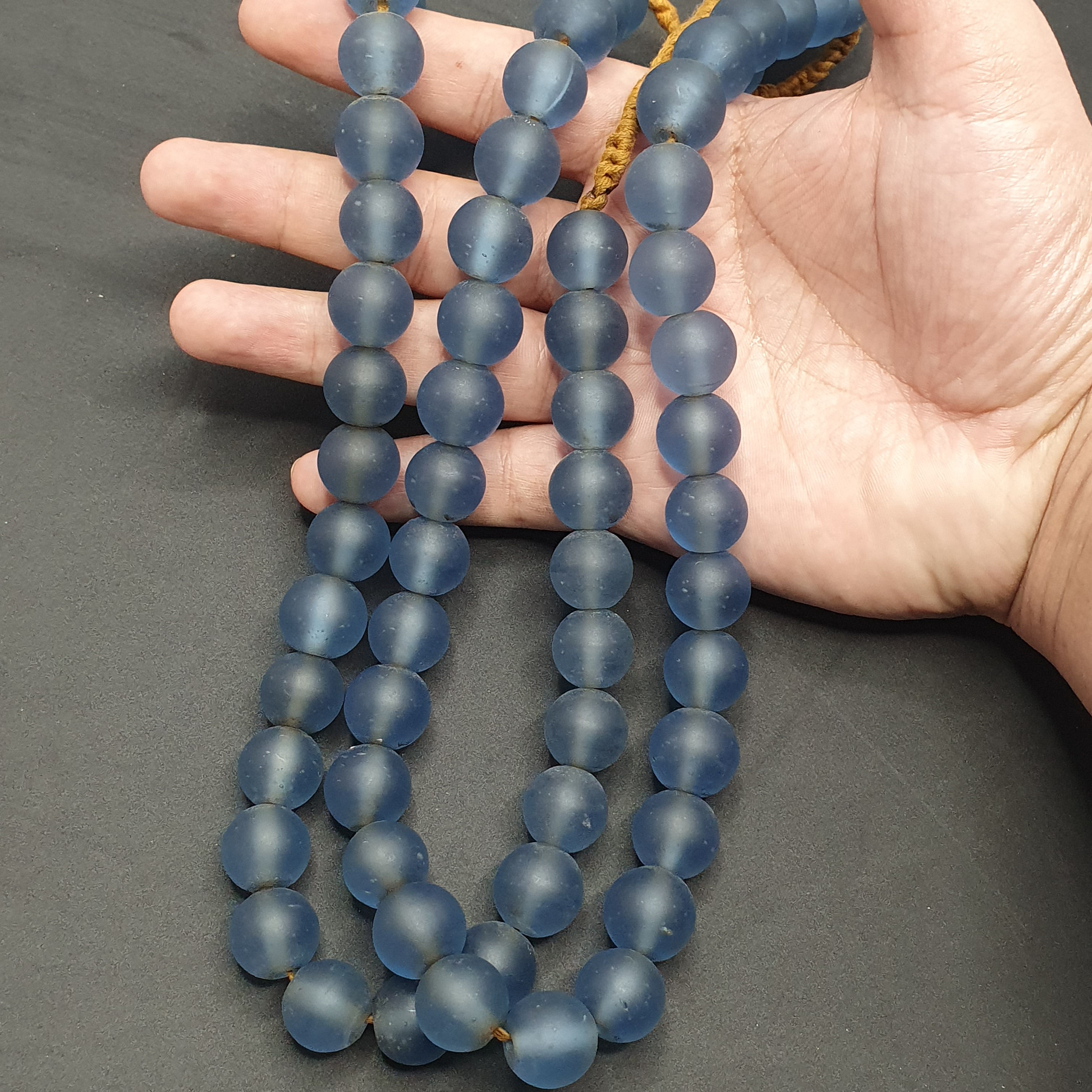 Rare Vintage African Glass Beads Necklace Sky Blue Antique Look