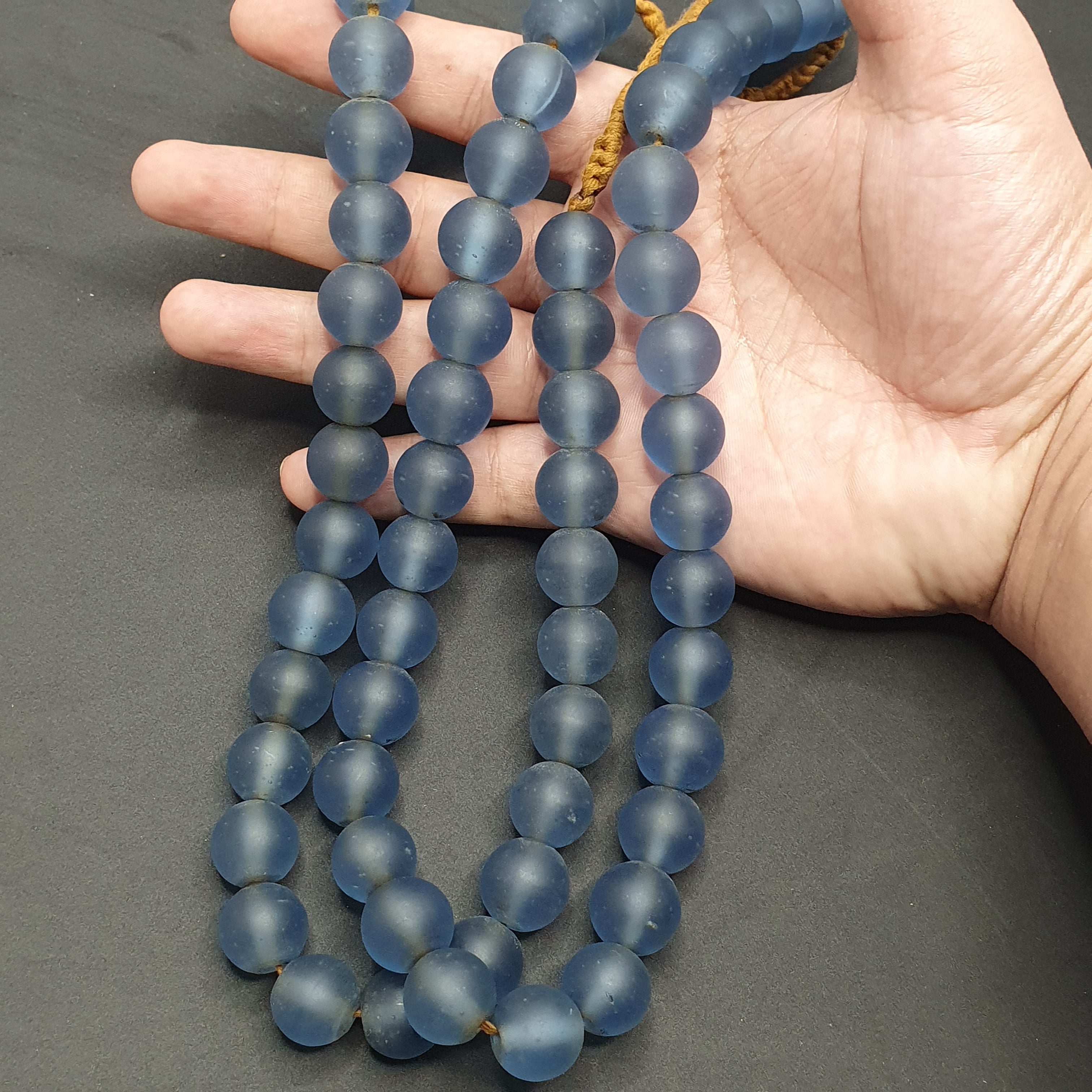 Rare Vintage African Glass Beads Necklace Sky Blue Antique Look
