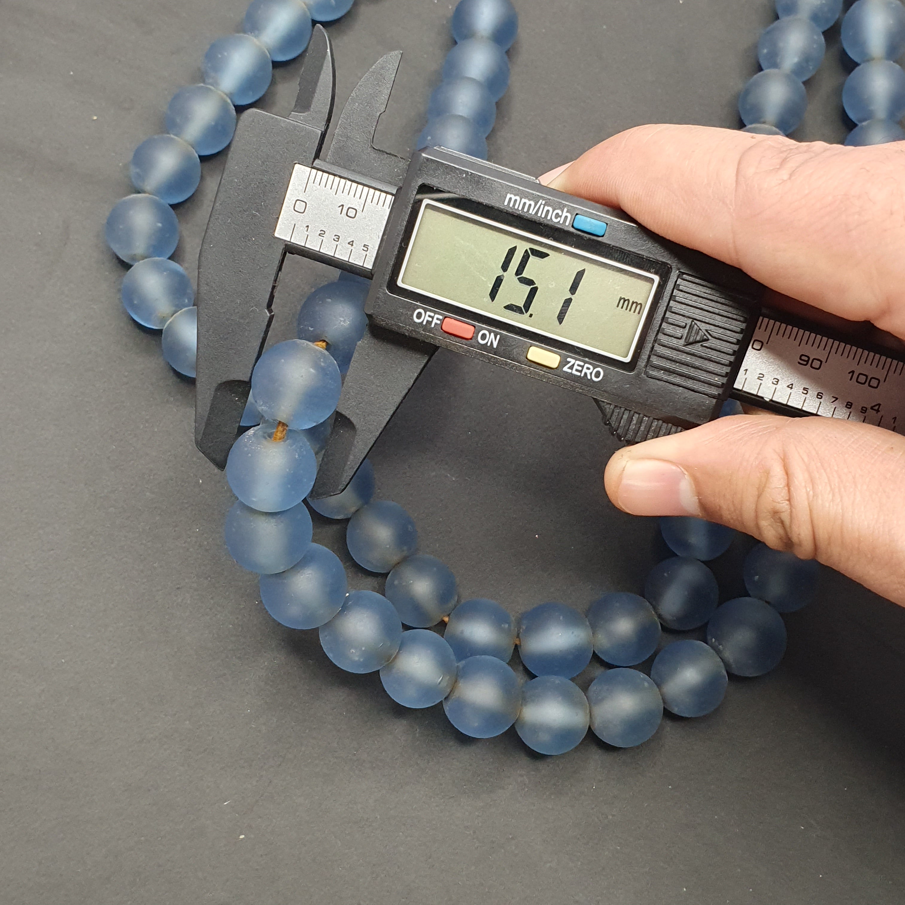 Rare Vintage African Glass Beads Necklace Sky Blue Antique Look