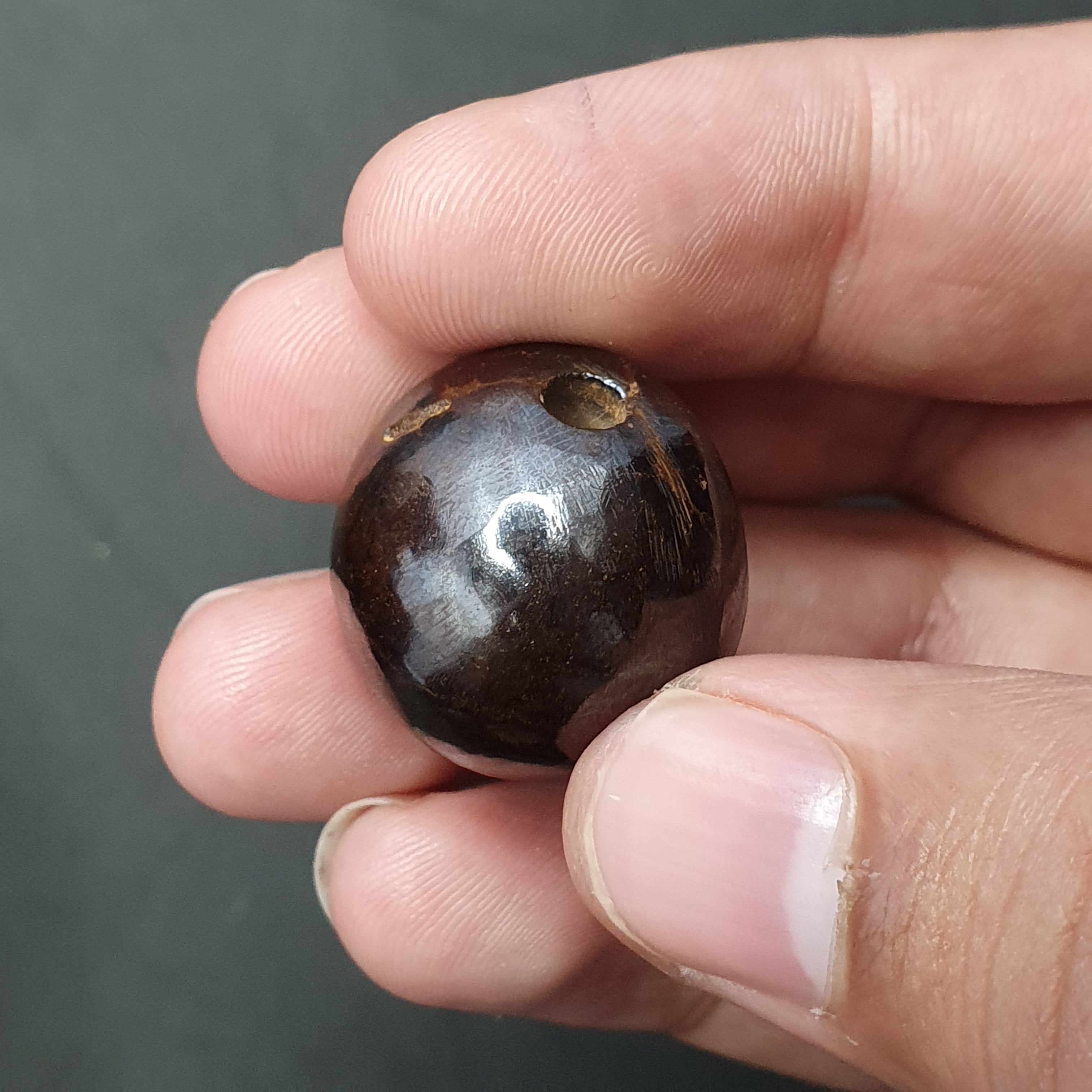 Unique Carved Hematite Intaglio Stamp bead