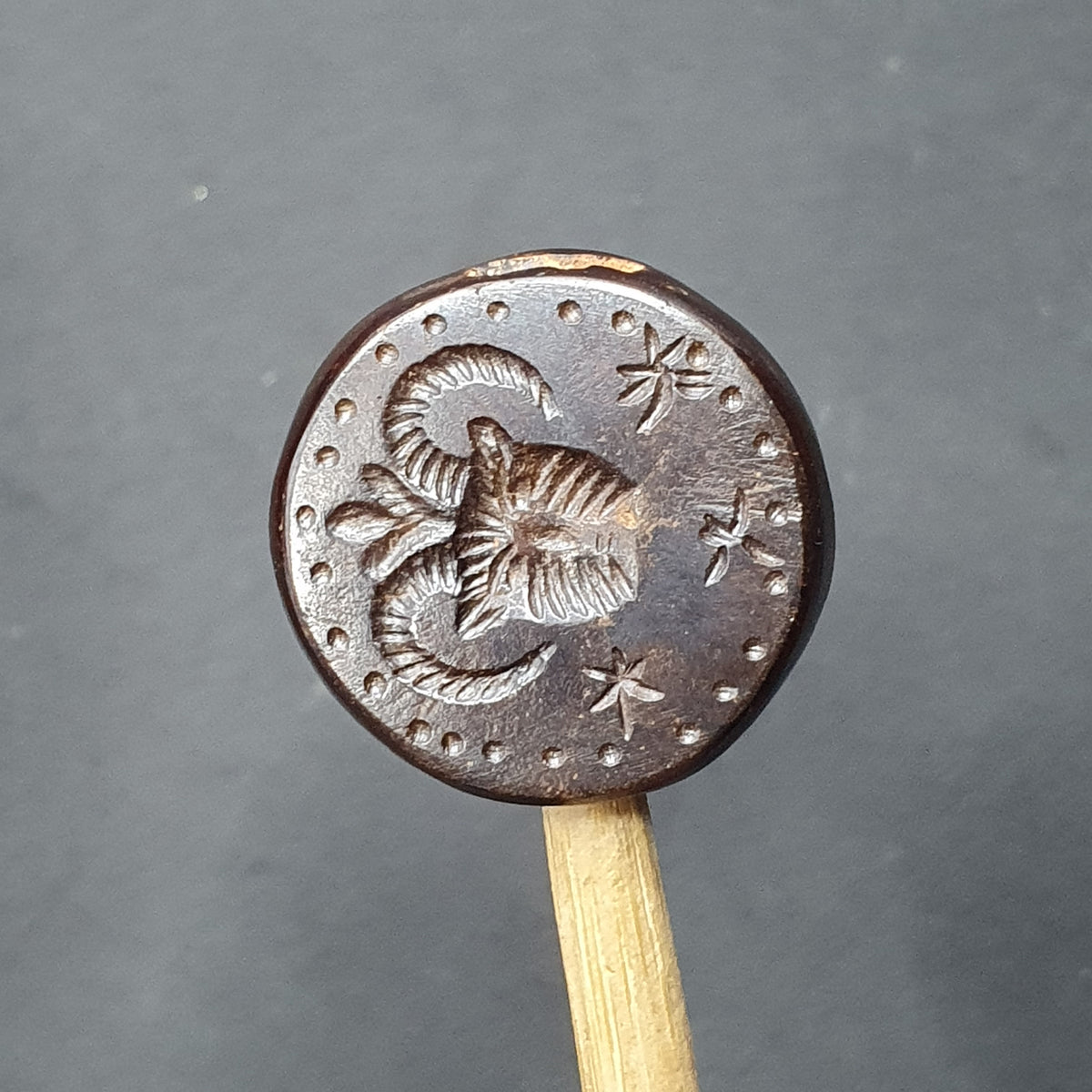 Unique Carved Hematite Intaglio Stamp bead