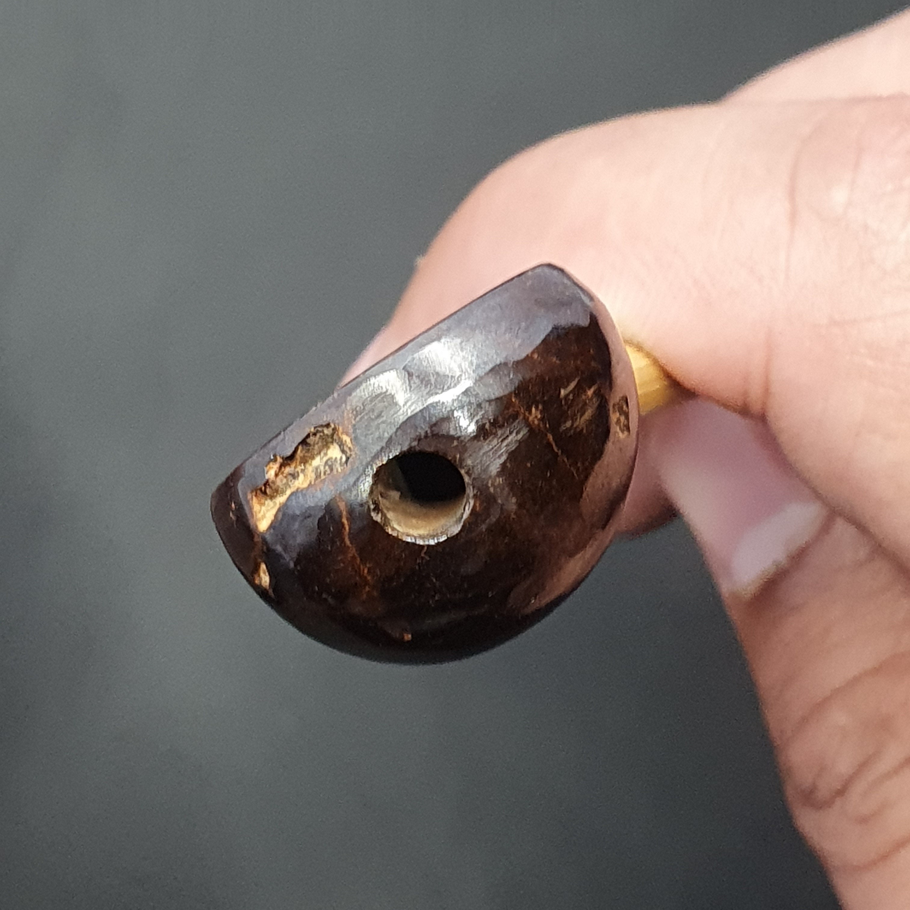 Unique Carved Hematite Intaglio Stamp bead