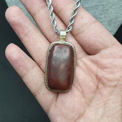 Vintage Nepalese Tibetan Red Carnelian Agate Pendant Necklace