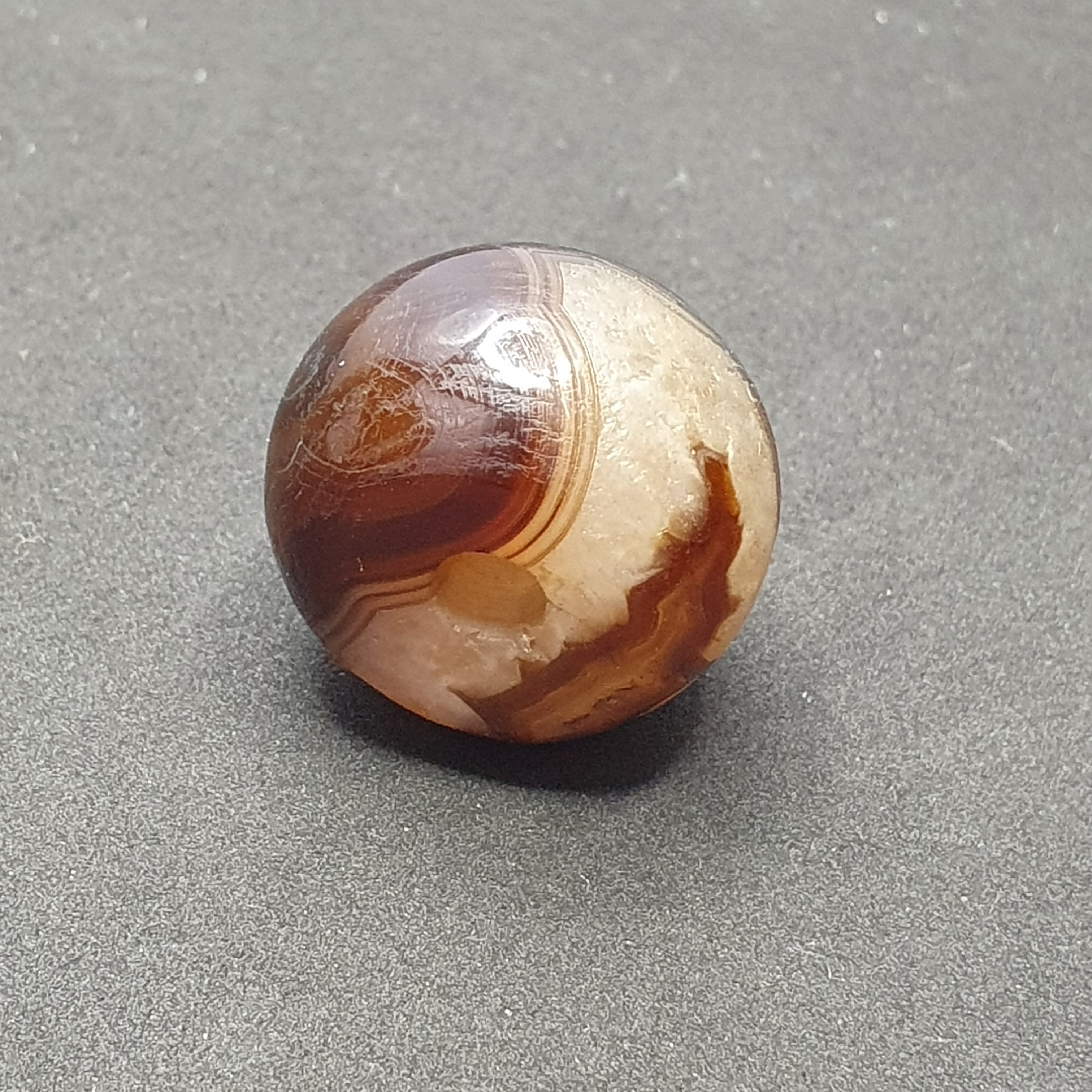 Natural Eye Patterned Himalayan Agate Bead: Tibetan Gemstone (20.8 x 15.1mm)