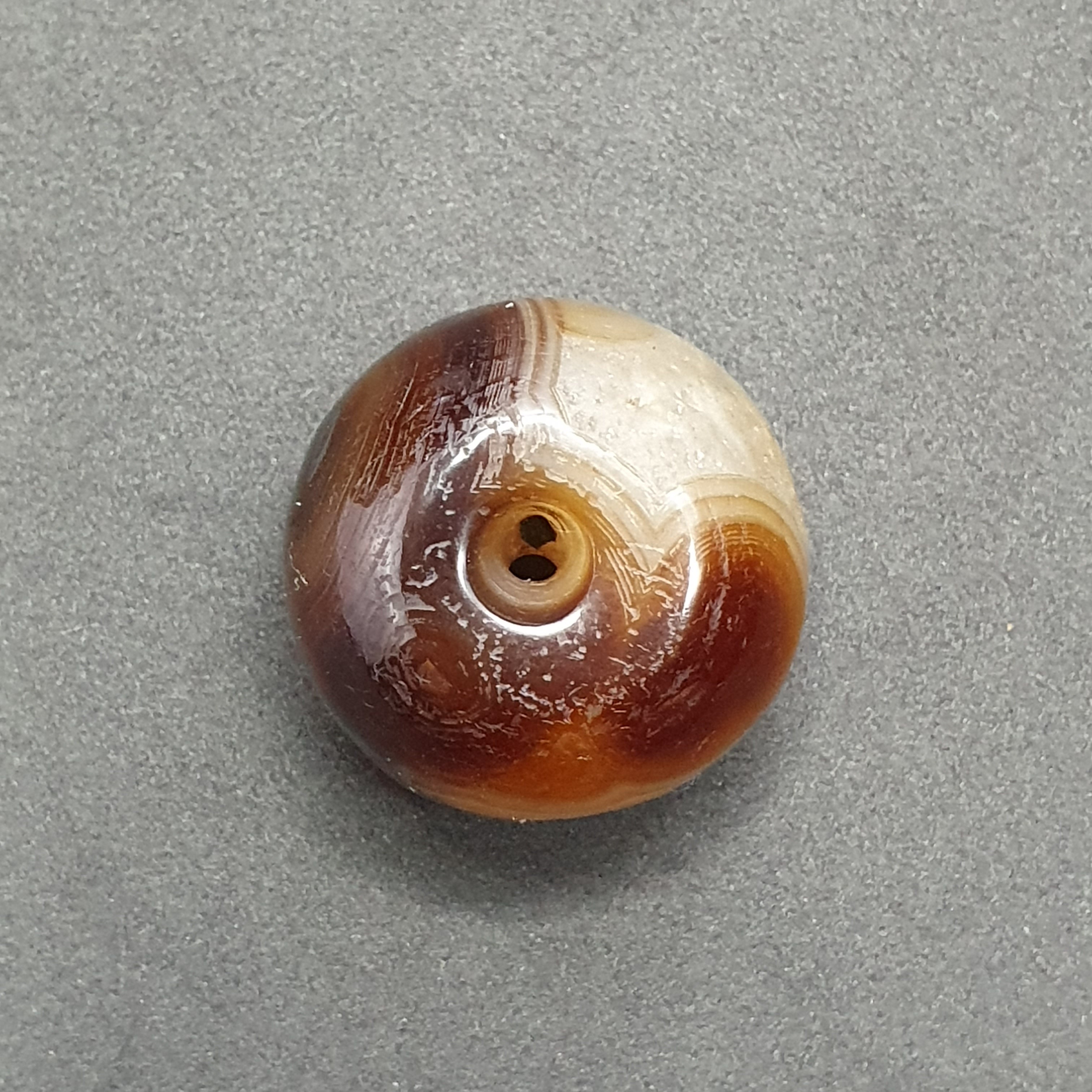 Natural Eye Patterned Himalayan Agate Bead: Tibetan Gemstone (20.8 x 15.1mm)