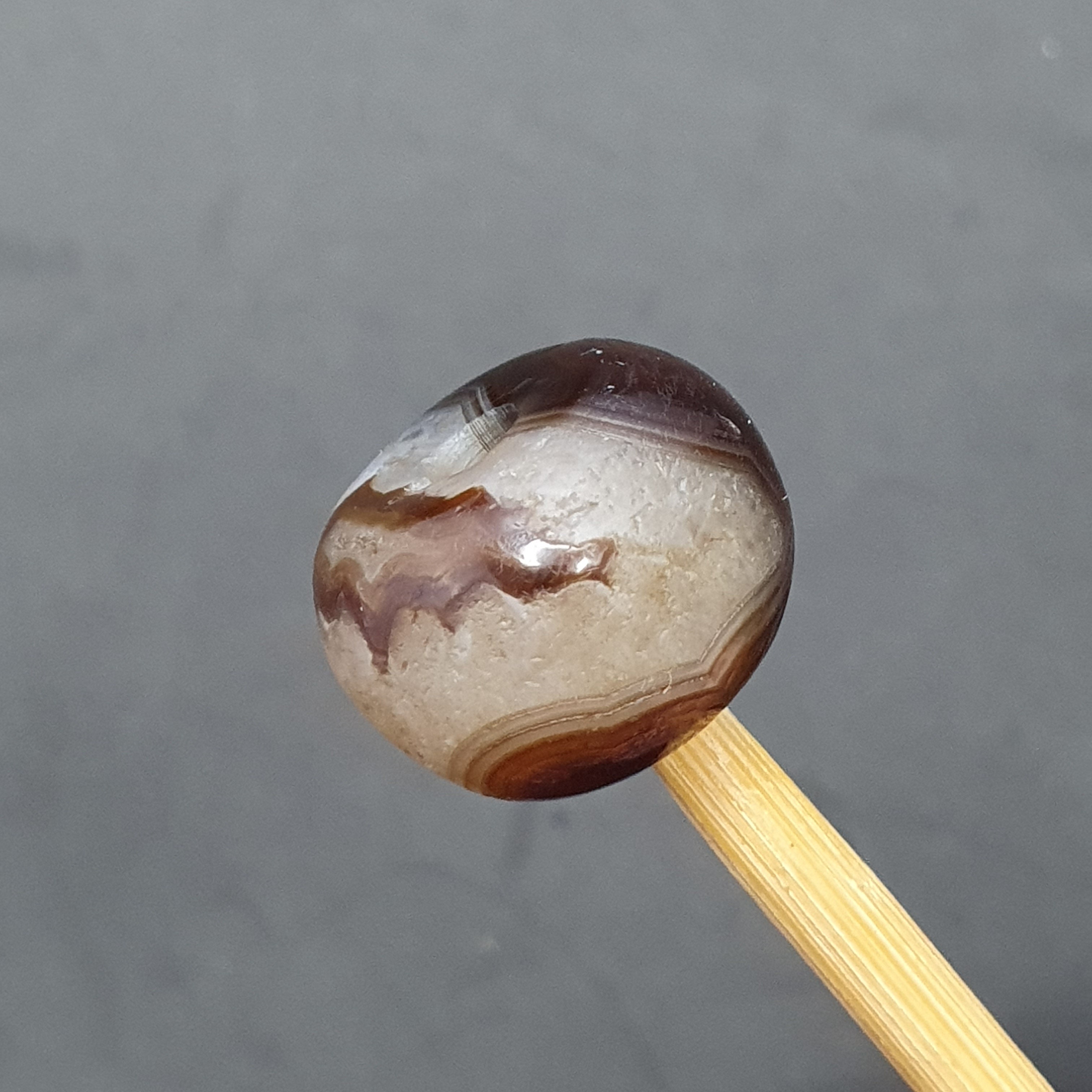 Natural Eye Patterned Himalayan Agate Bead: Tibetan Gemstone (20.8 x 15.1mm)