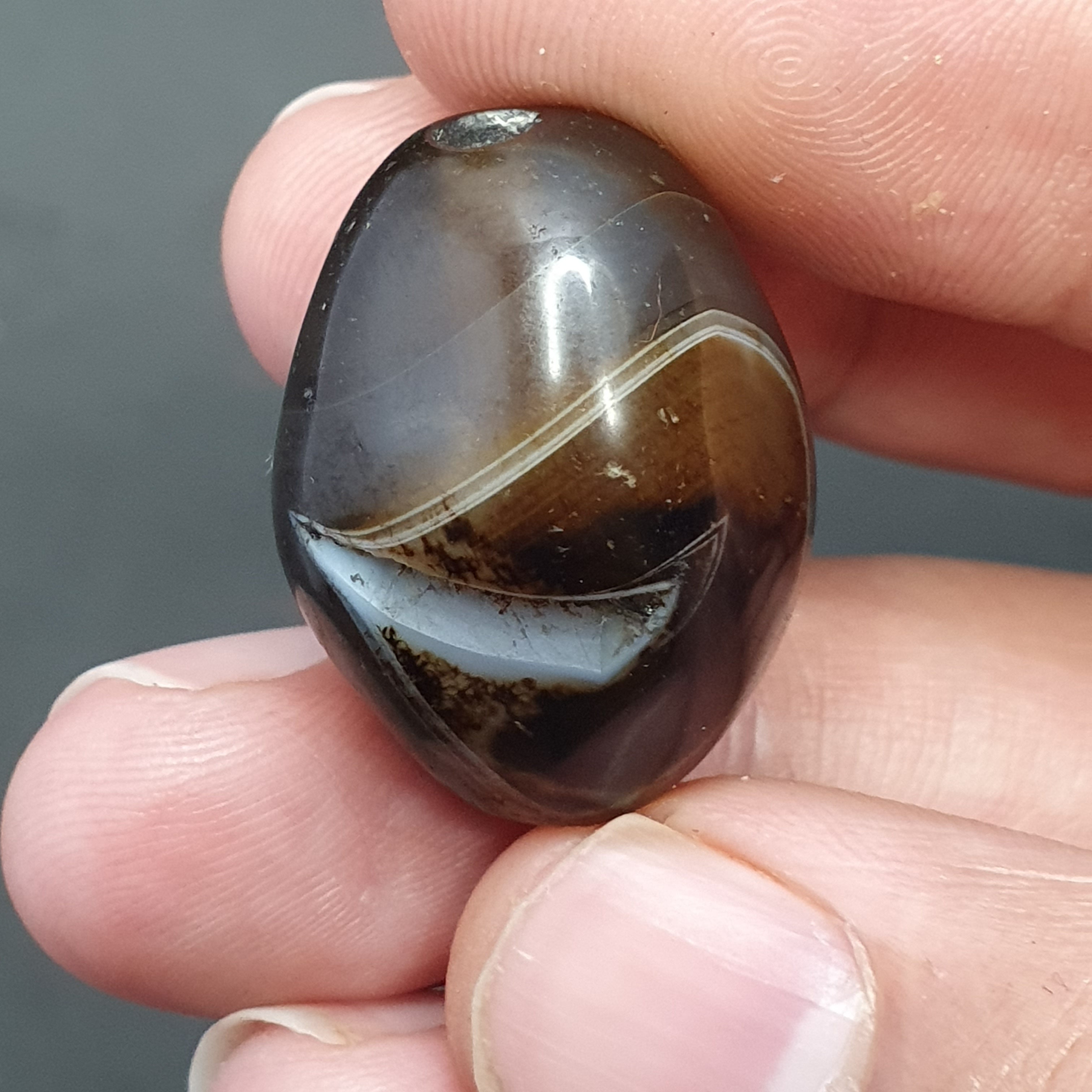 Rare Druzy Crystal Himalayan Suliemani Eye Agate Bead
