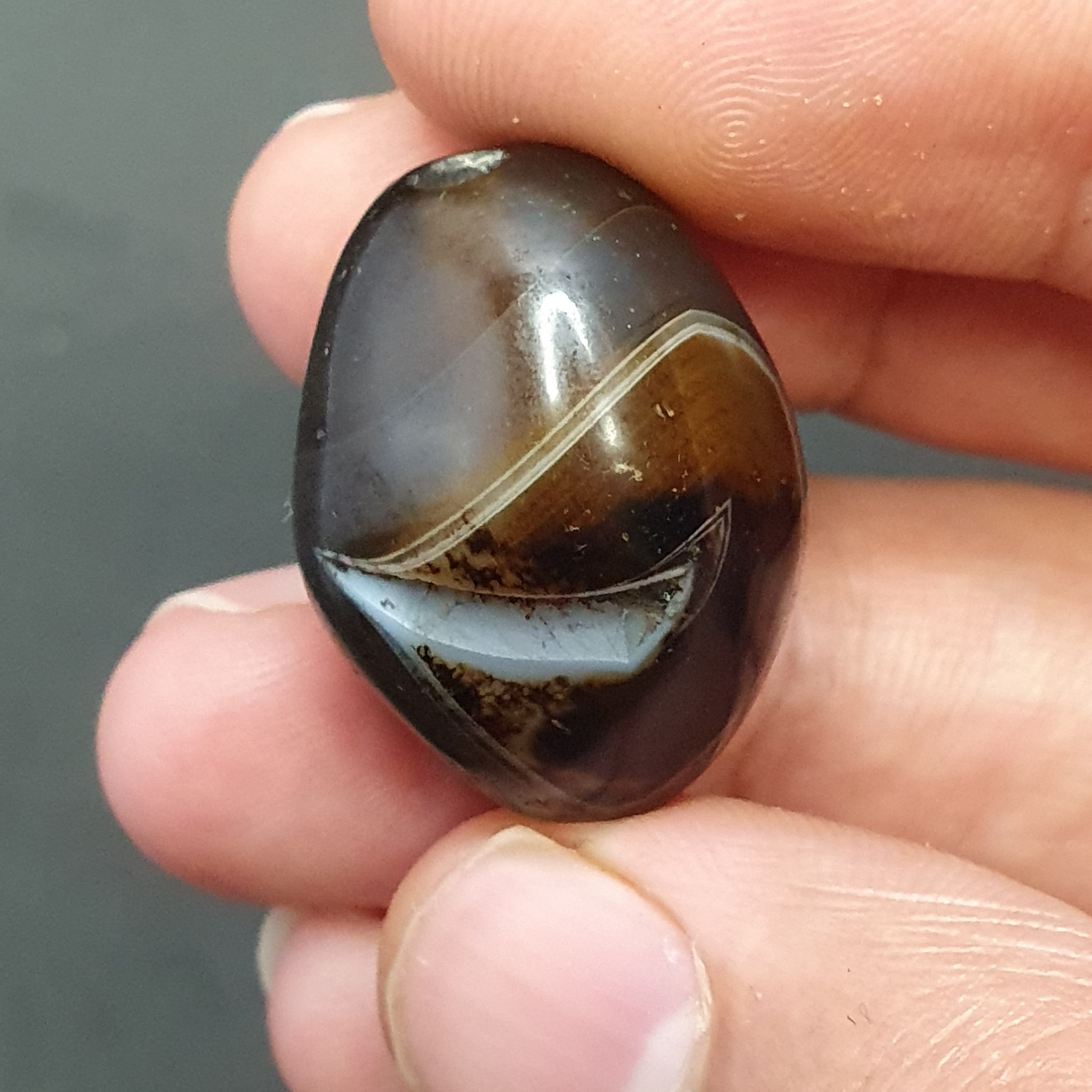 Rare Druzy Crystal Himalayan Suliemani Eye Agate Bead