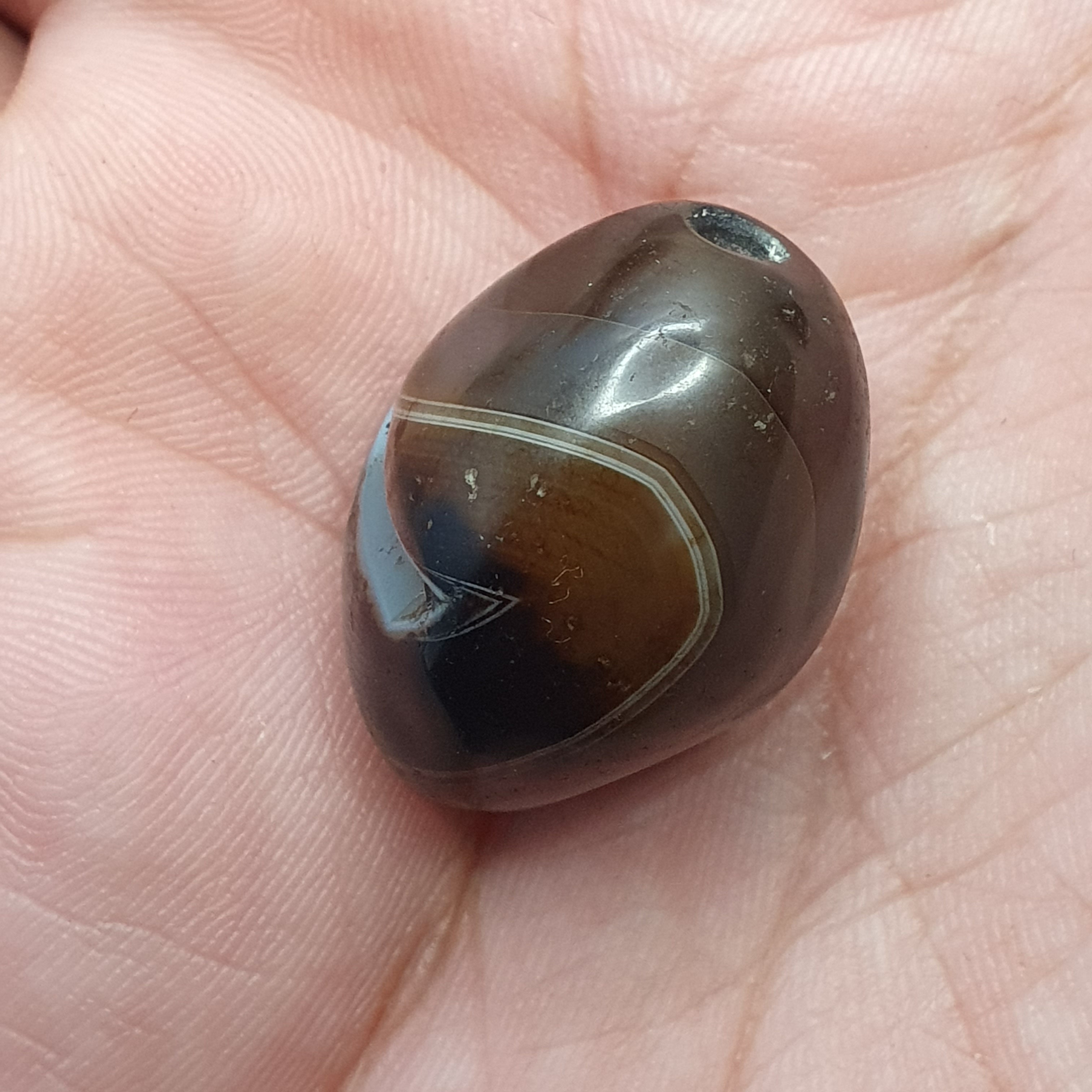 Rare Druzy Crystal Himalayan Suliemani Eye Agate Bead