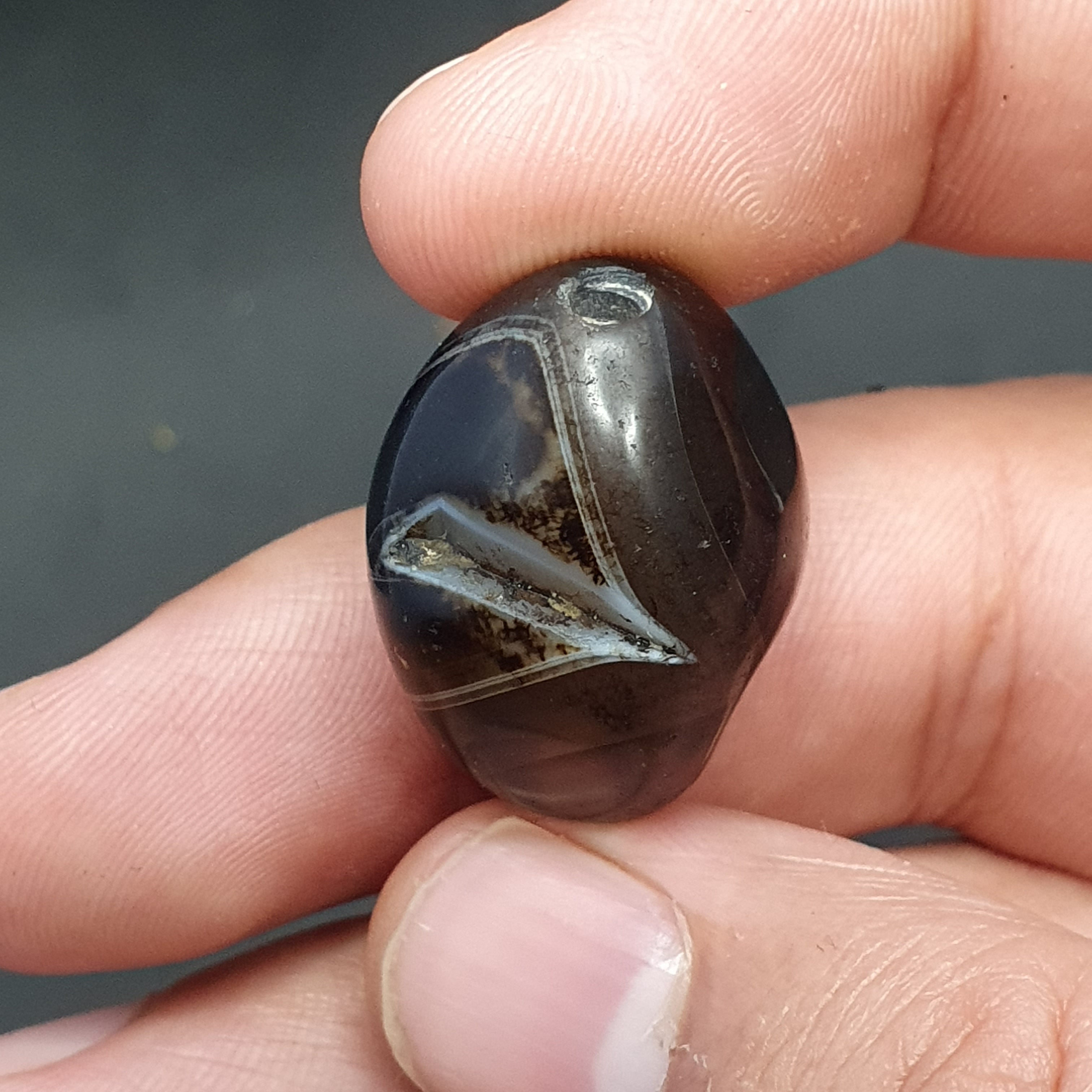 Rare Druzy Crystal Himalayan Suliemani Eye Agate Bead