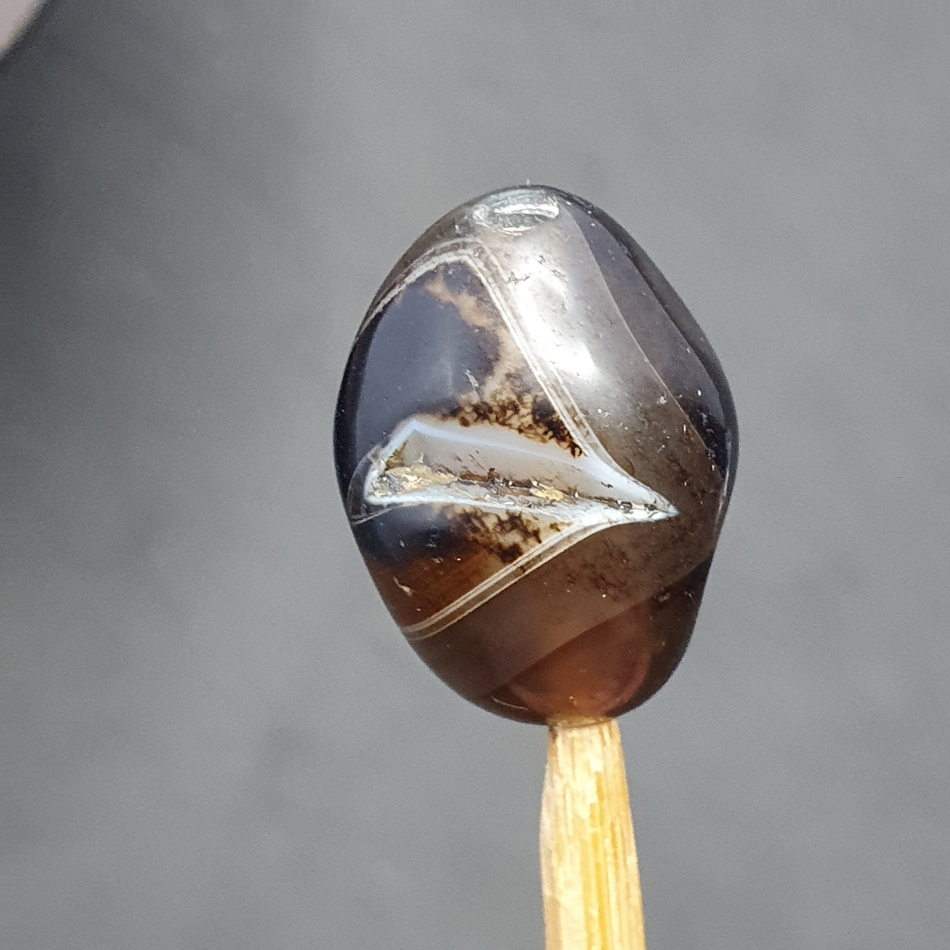 Rare Druzy Crystal Himalayan Suliemani Eye Agate Bead