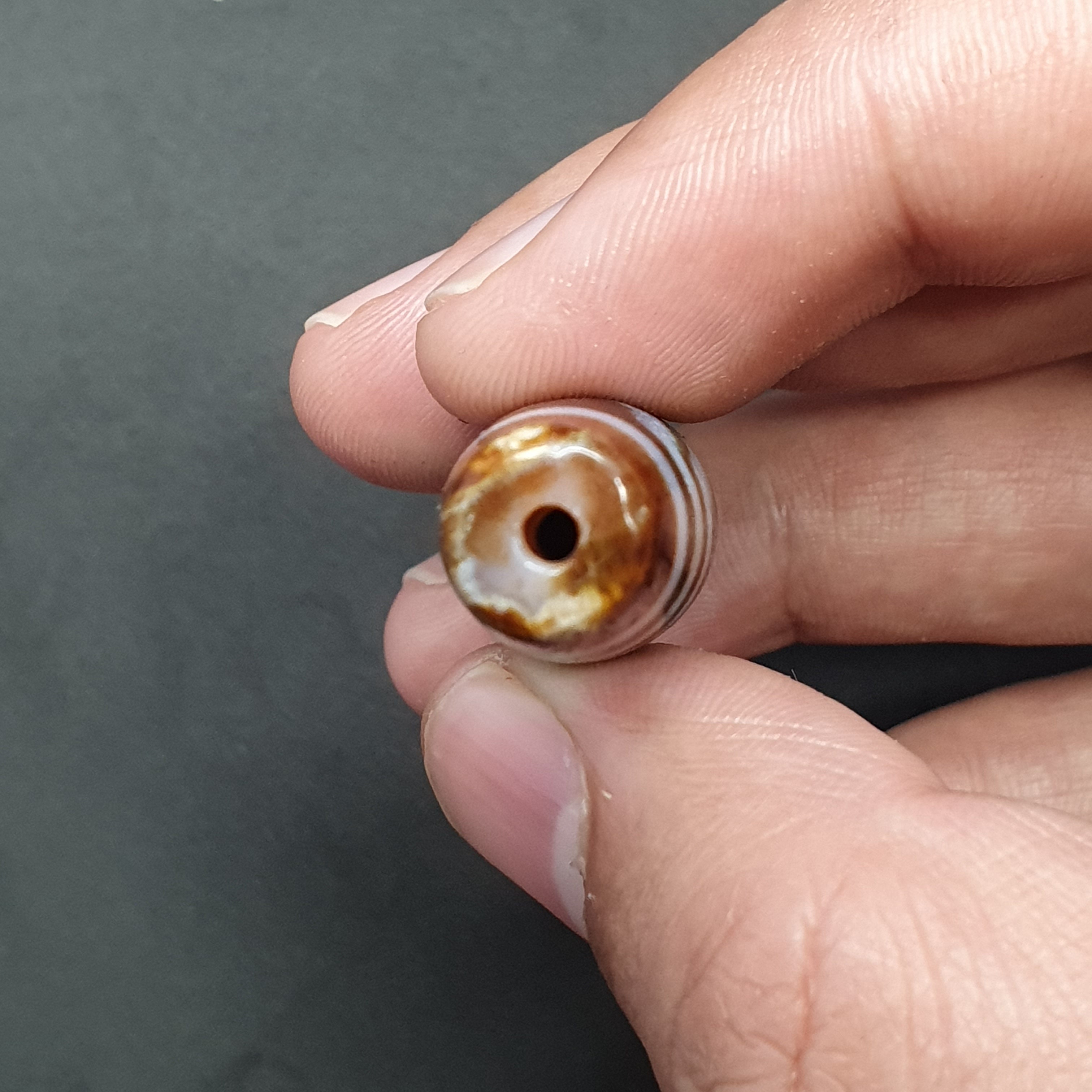 Vintage 3 Eyes Tibetan Agate Dzi Bead Amulet