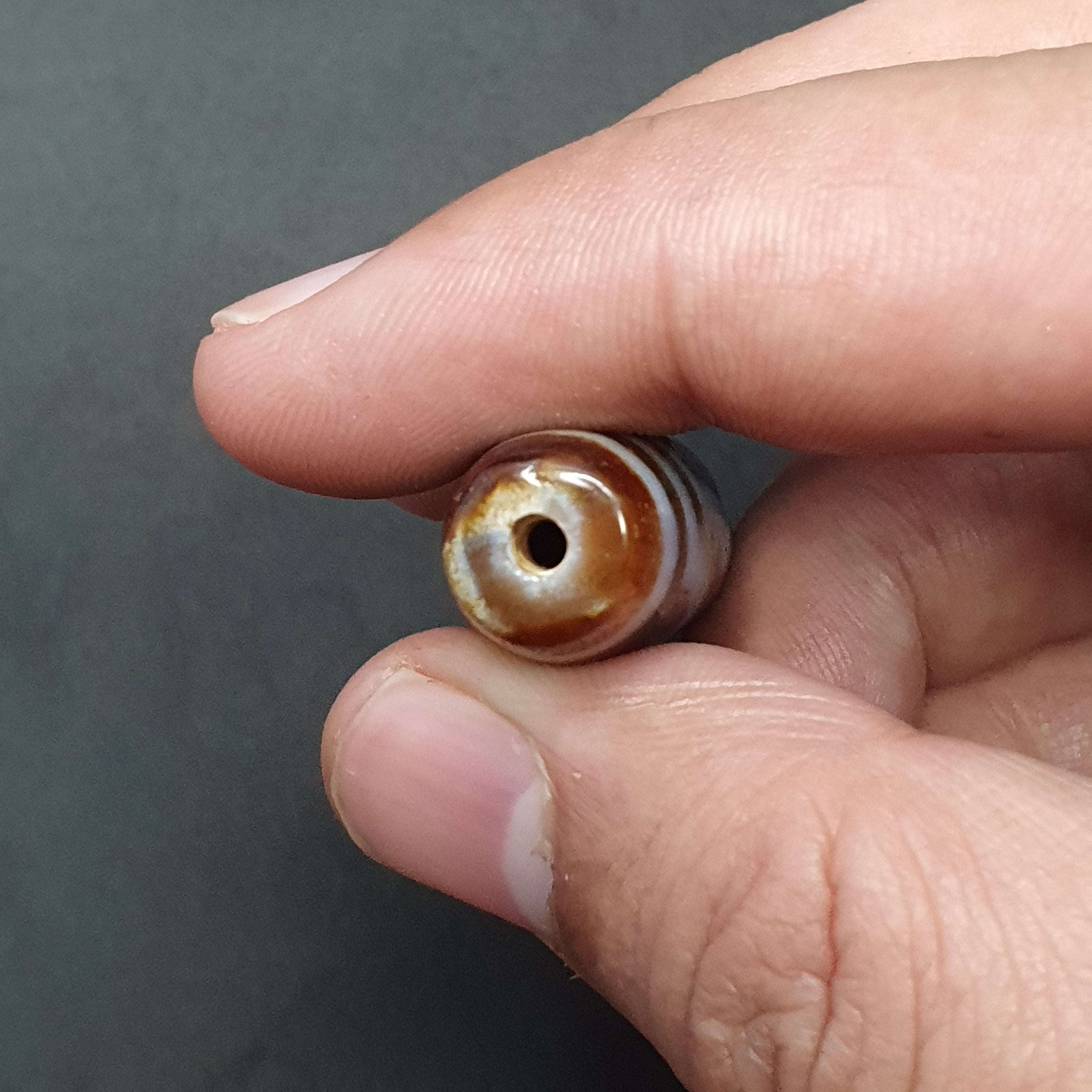 Vintage 3 Eyes Tibetan Agate Dzi Bead Amulet