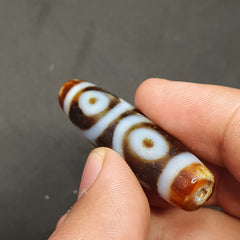 Vintage 3 Eyes Tibetan Agate Dzi Bead Amulet