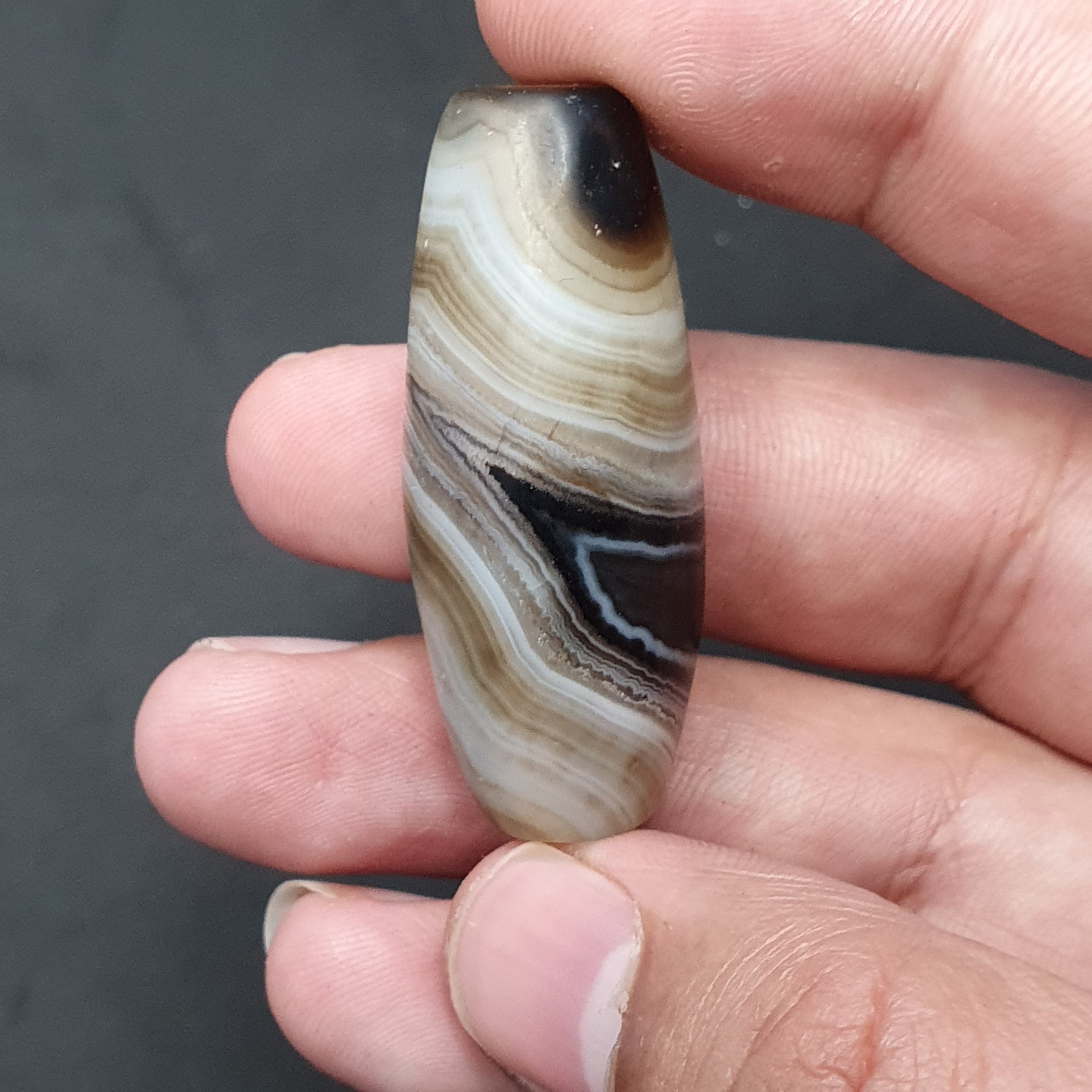 Natural Eye Agate Bead: Himalayan Tibetan Gemstone (43.1mm)