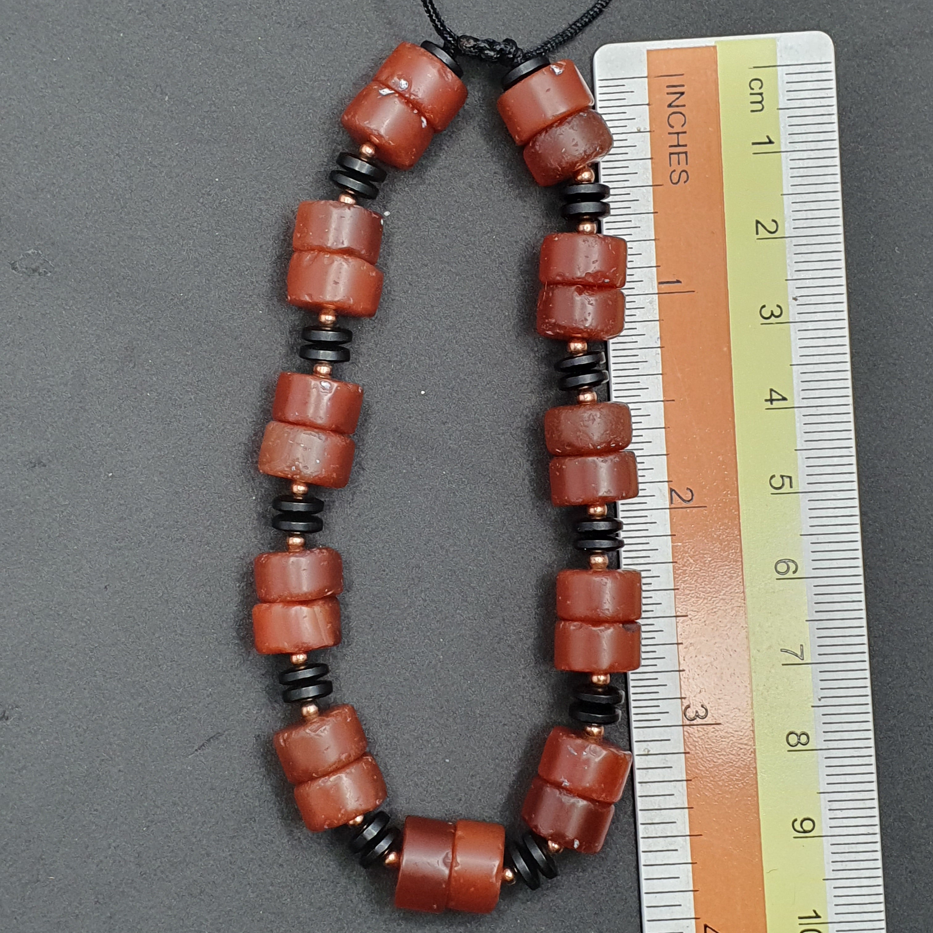 Vintage Tire Shape Carnelian Agate Beaded Bracelet