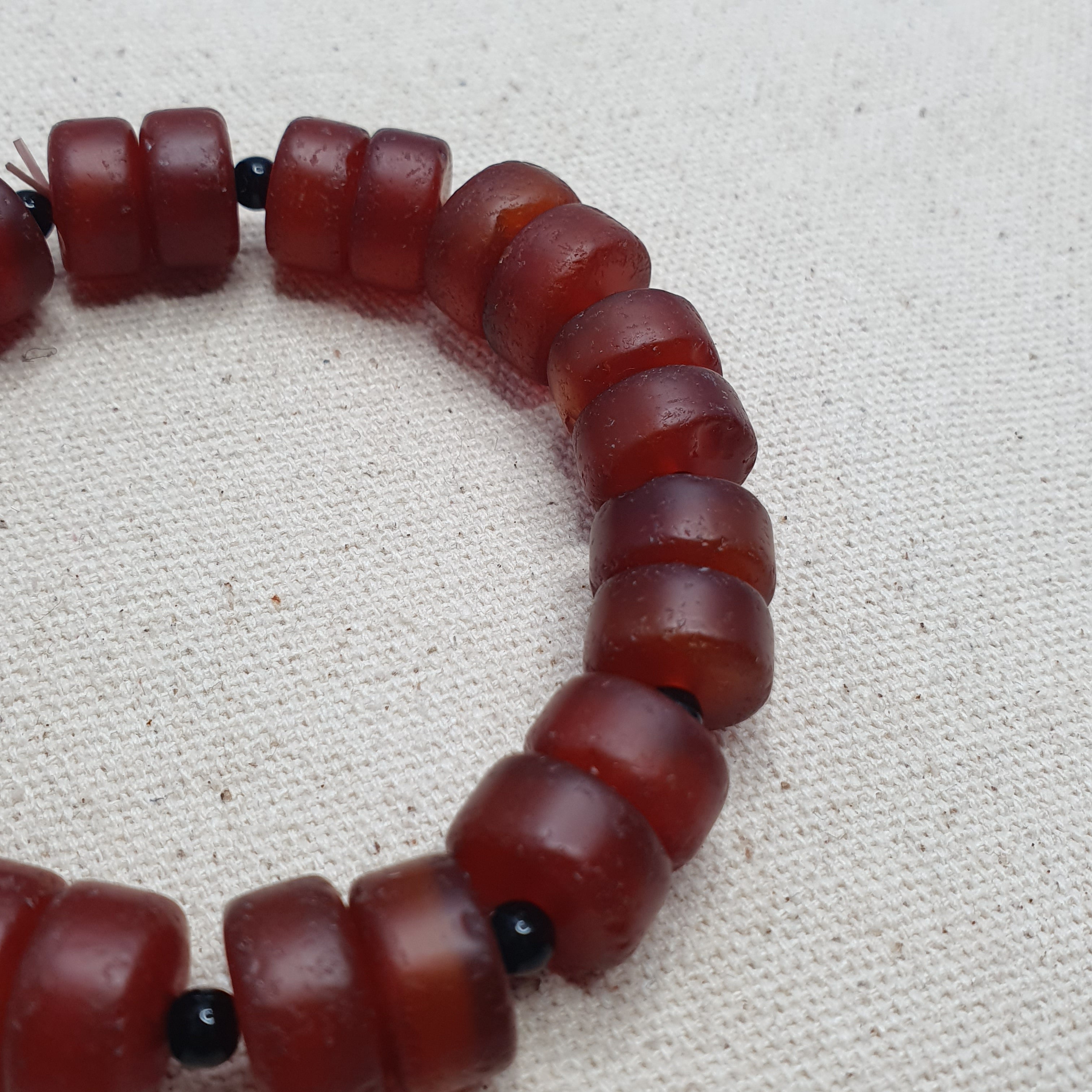 Vintage Carnelian Agate tire Shape Beaded Bracelet