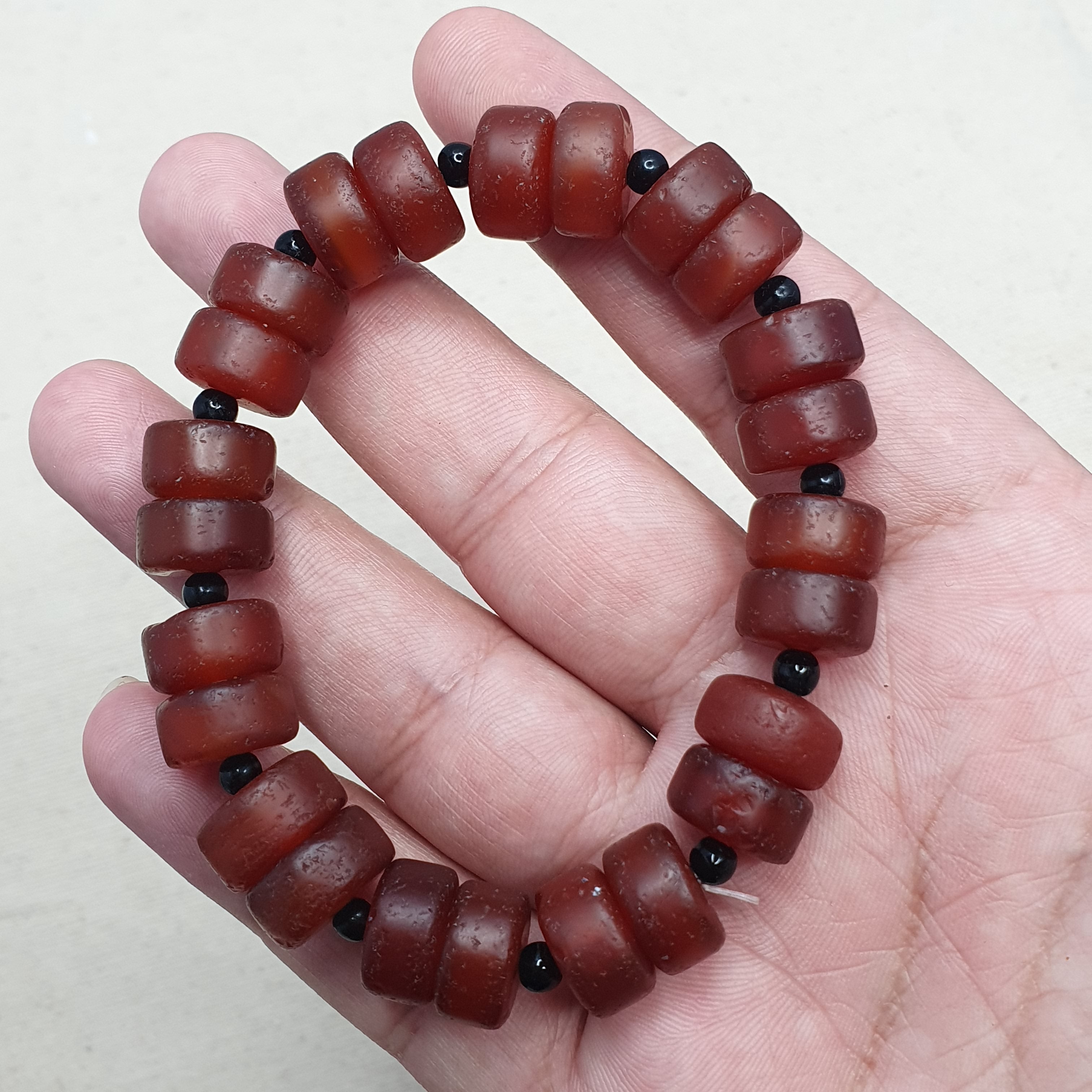 Vintage Carnelian Agate tire Shape Beaded Bracelet
