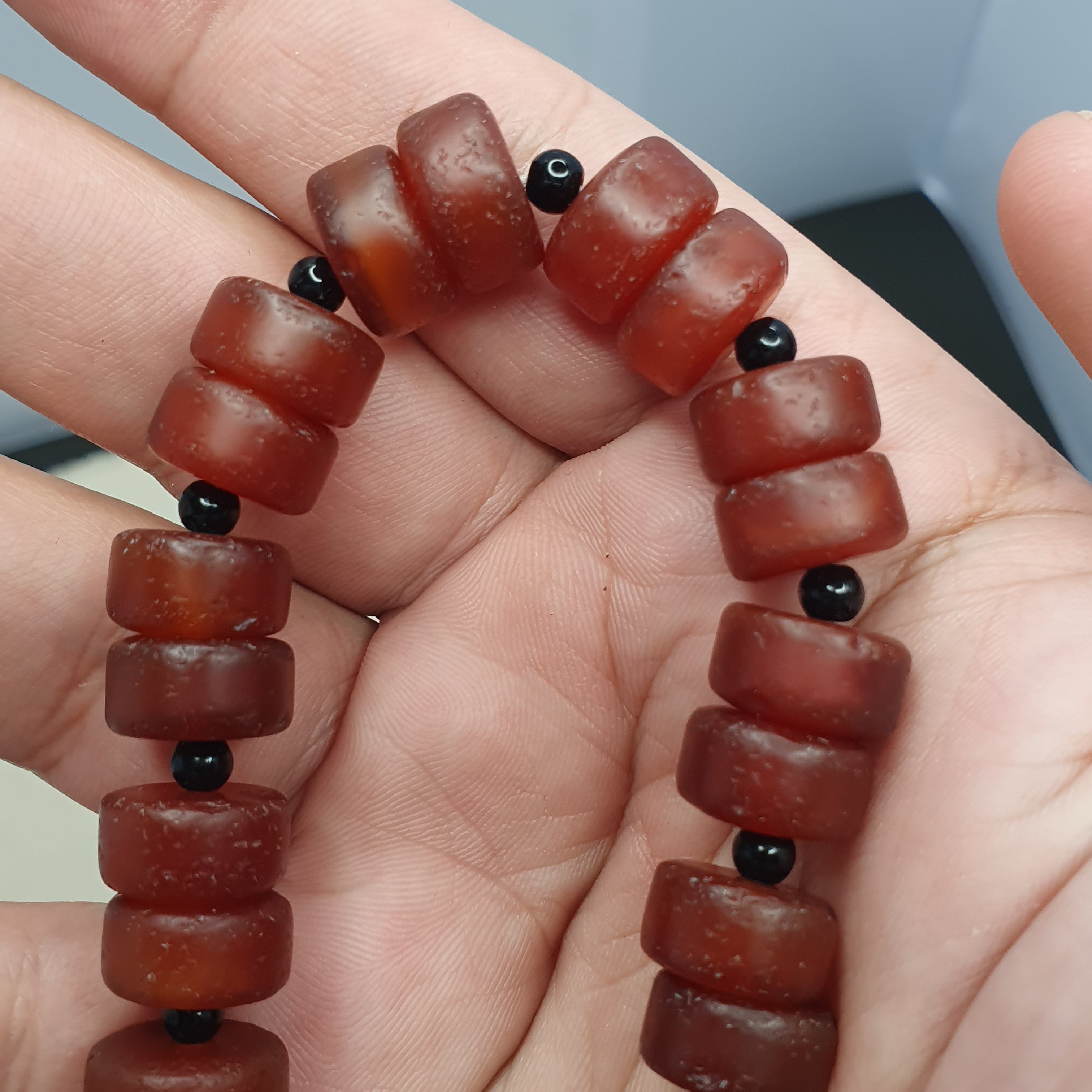 Vintage Carnelian Agate tire Shape Beaded Bracelet