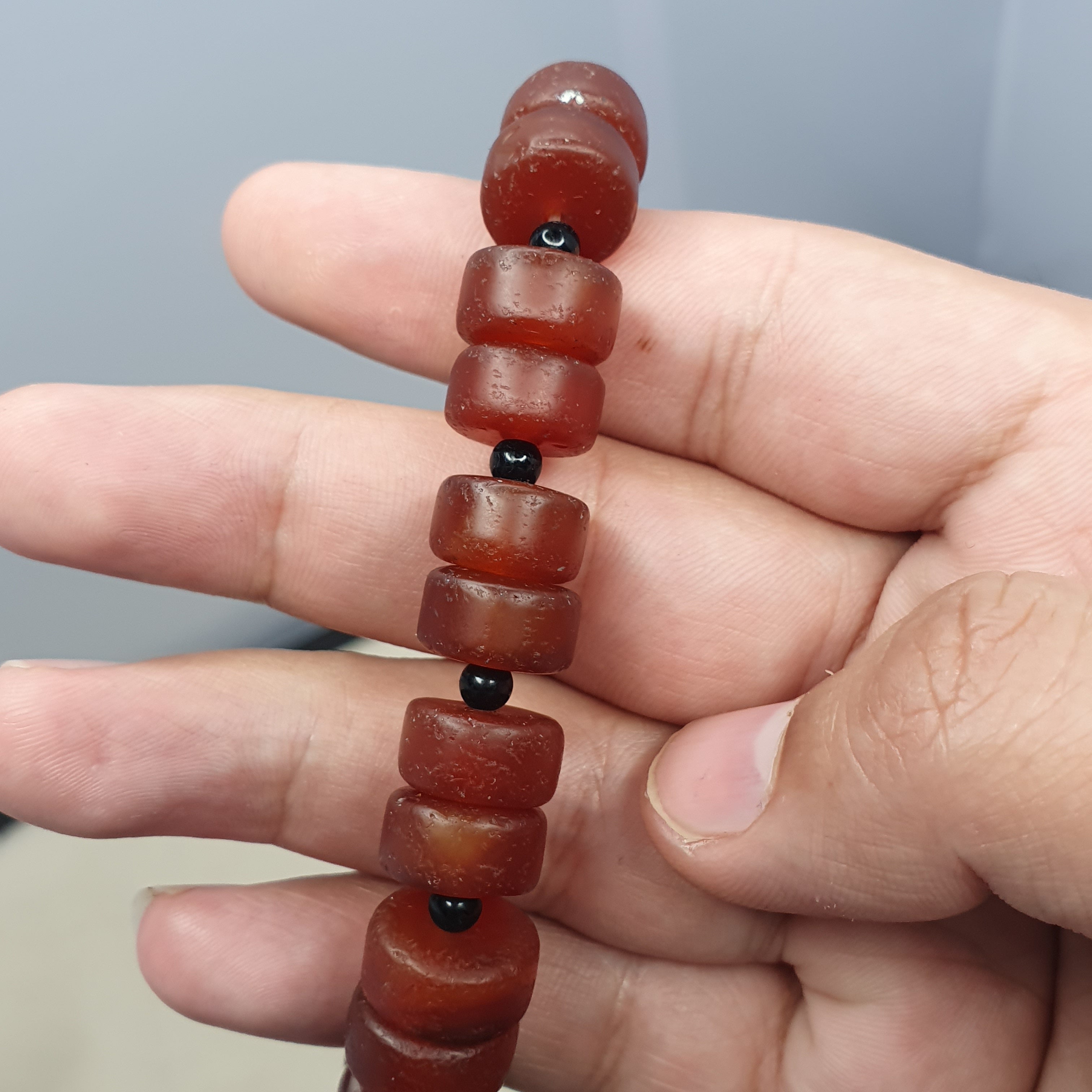 Vintage Carnelian Agate tire Shape Beaded Bracelet