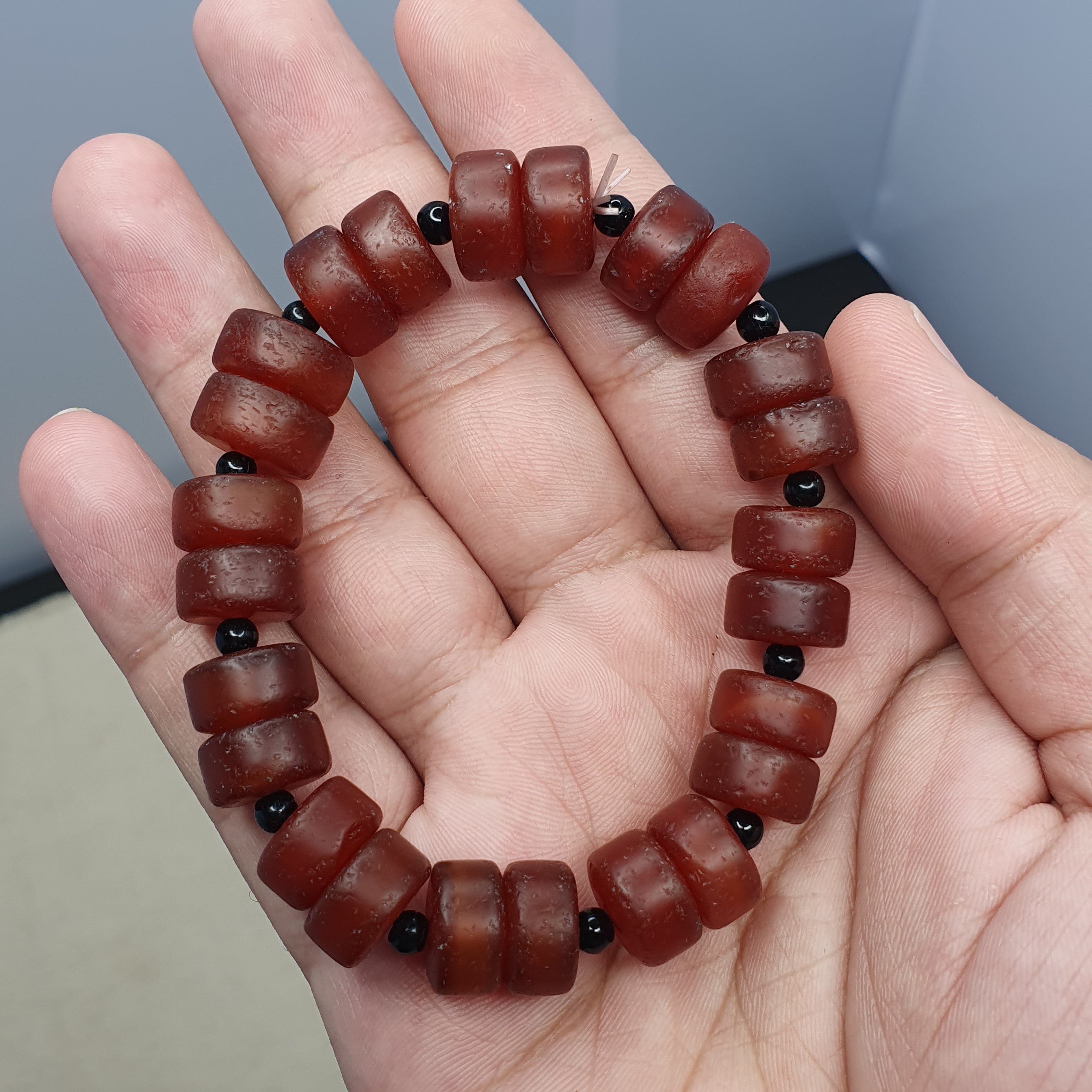 Vintage Carnelian Agate tire Shape Beaded Bracelet