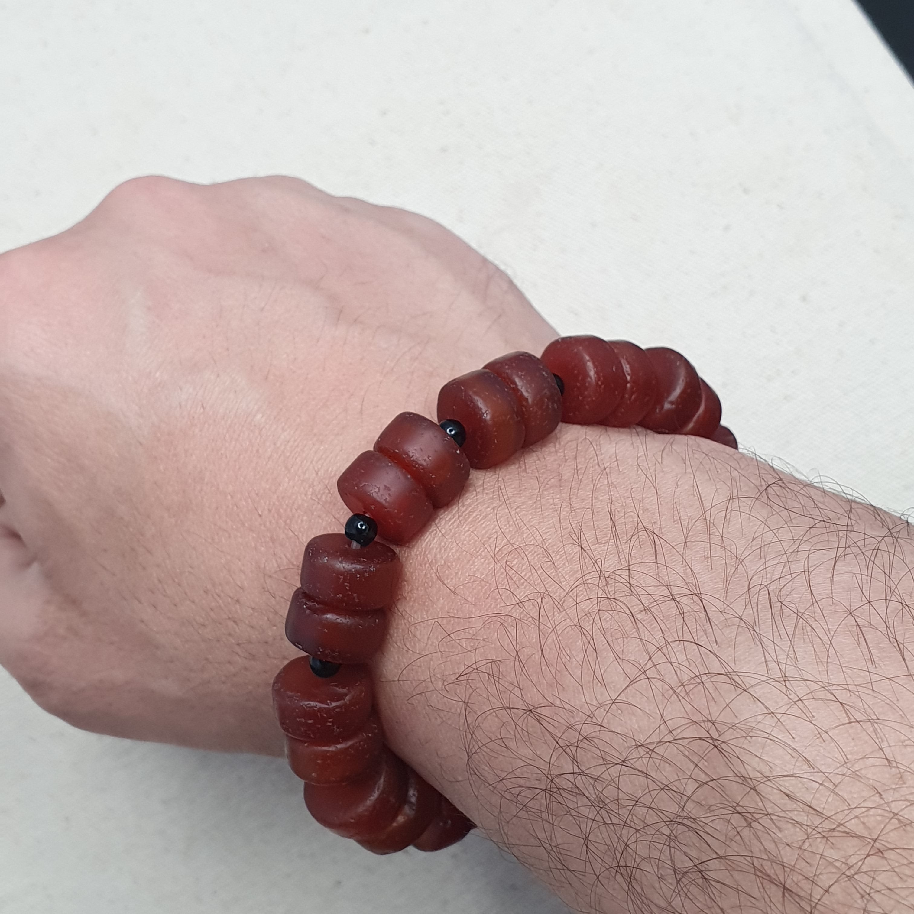 Vintage Carnelian Agate tire Shape Beaded Bracelet