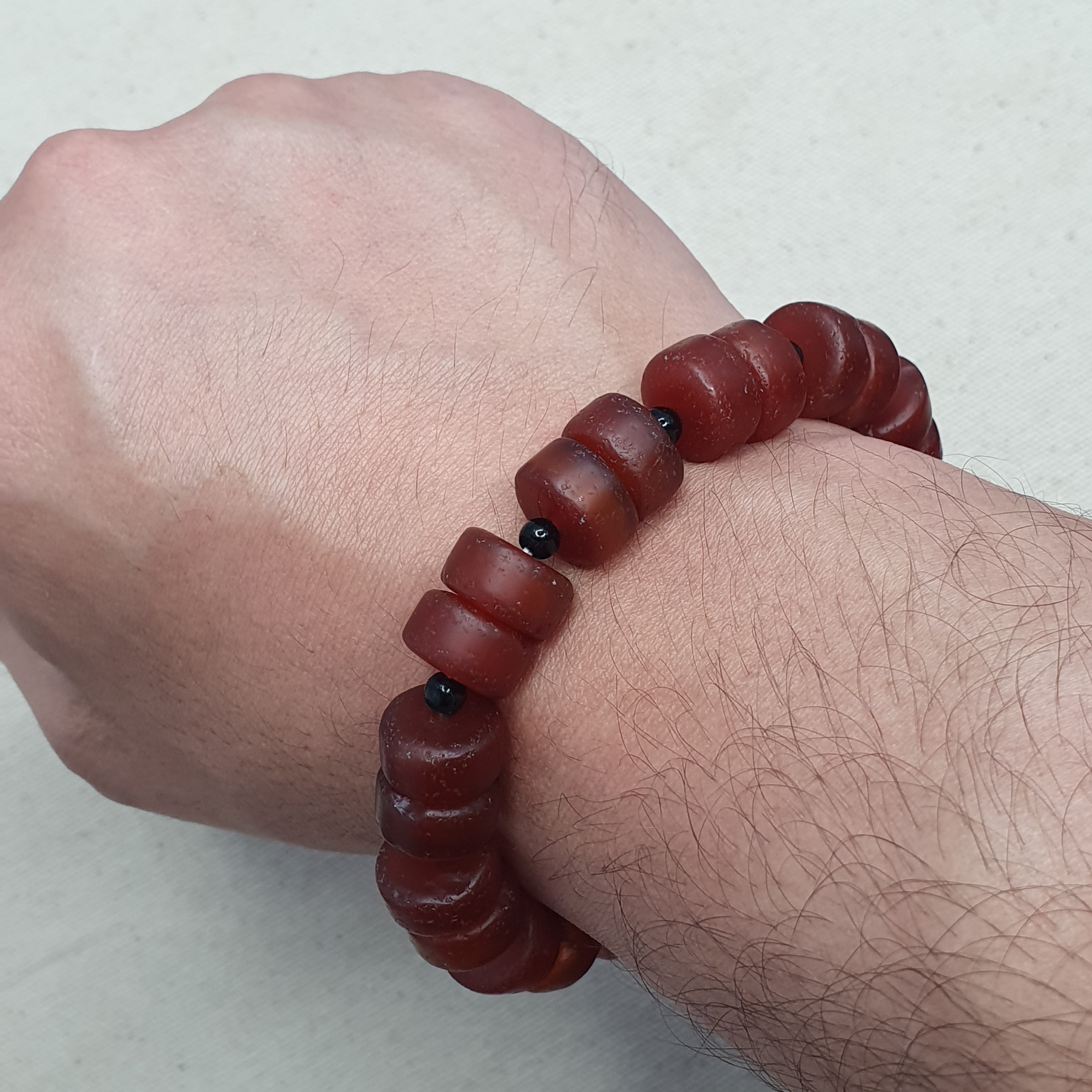 Vintage Carnelian Agate tire Shape Beaded Bracelet
