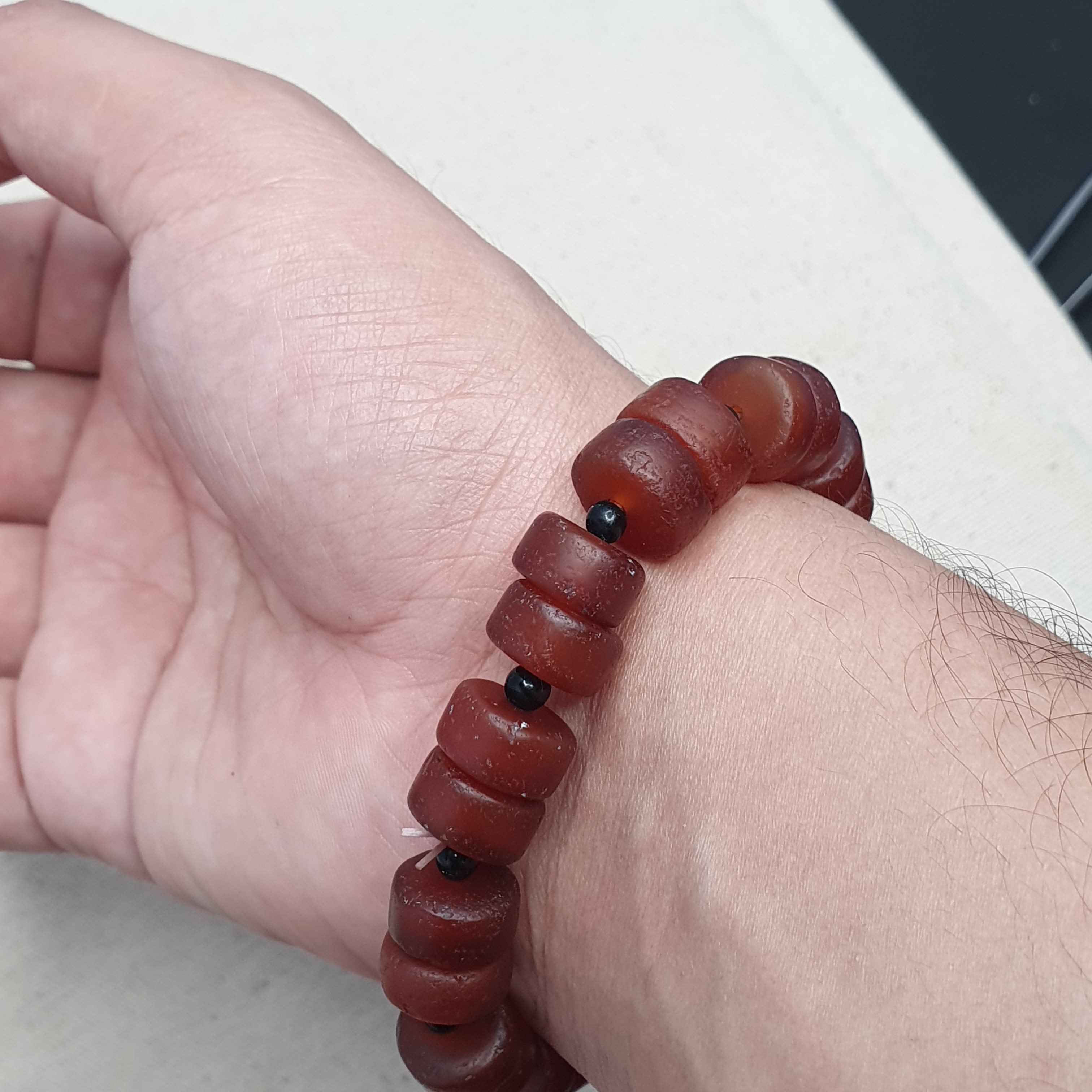 Vintage Carnelian Agate tire Shape Beaded Bracelet