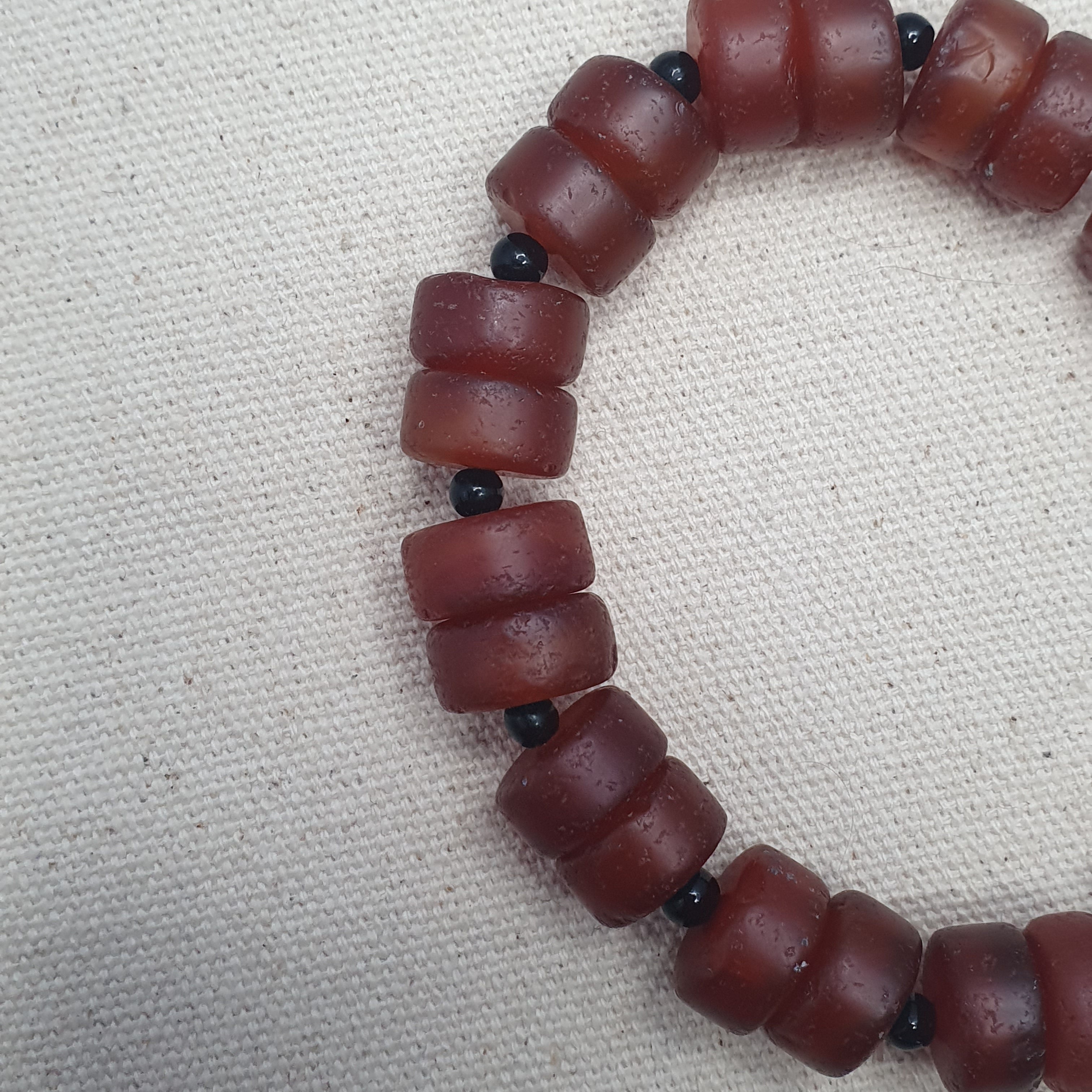 Vintage Carnelian Agate tire Shape Beaded Bracelet