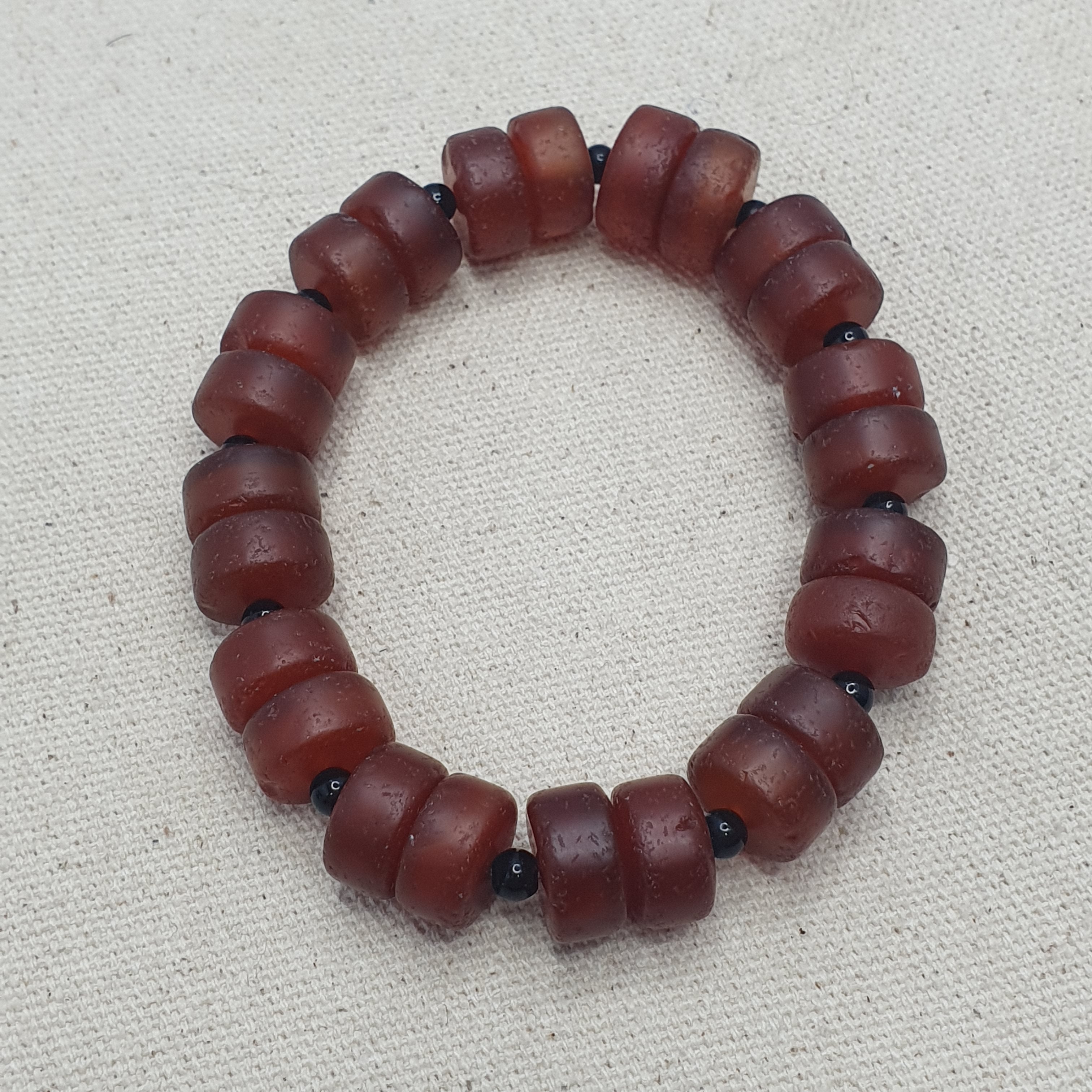 Vintage Carnelian Agate tire Shape Beaded Bracelet