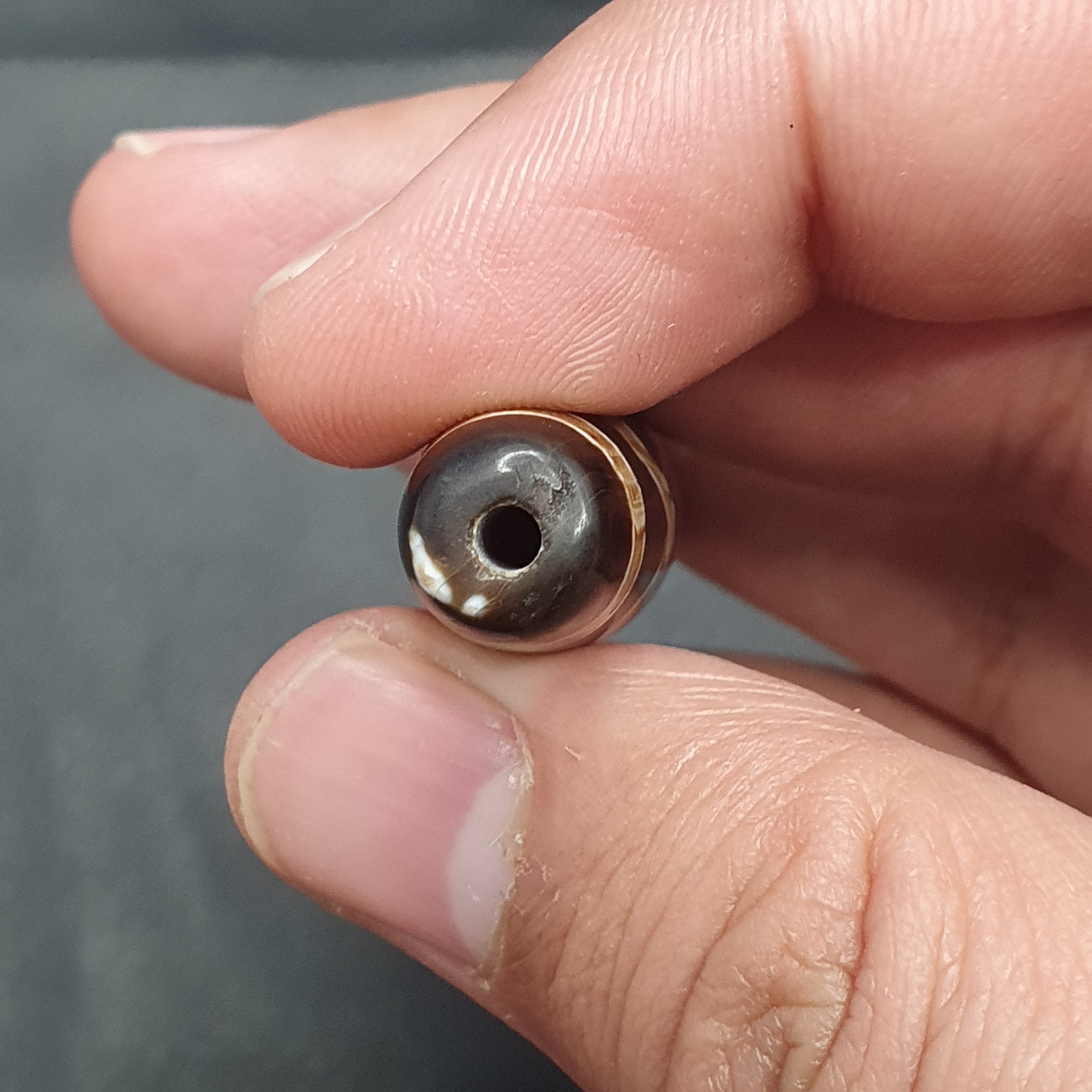 Vintage Rare Pattern Himalayan Tibetan Agate Dzi Bead