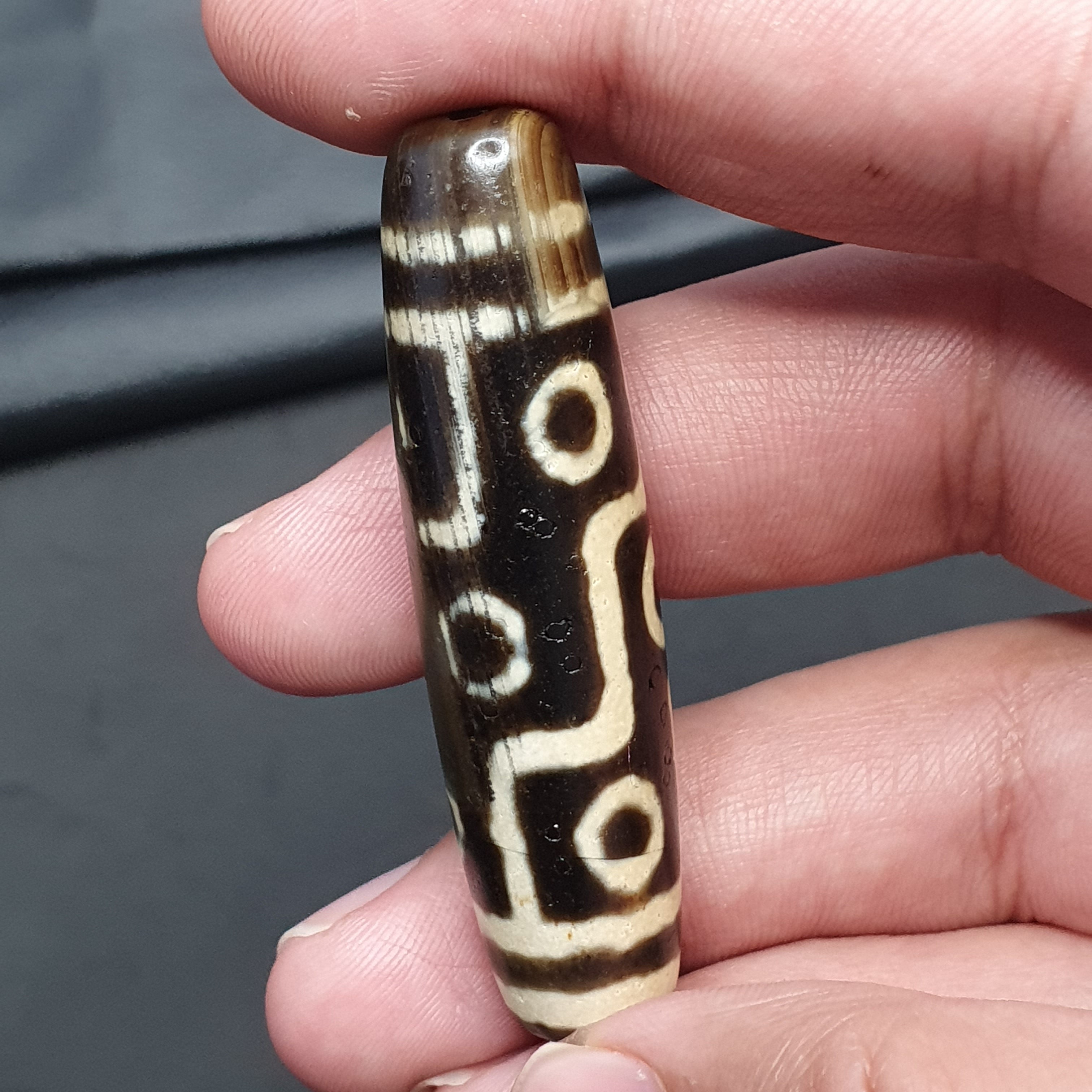 Vintage 9 Eyes Tibetan Agate Dzi Bead Amulet