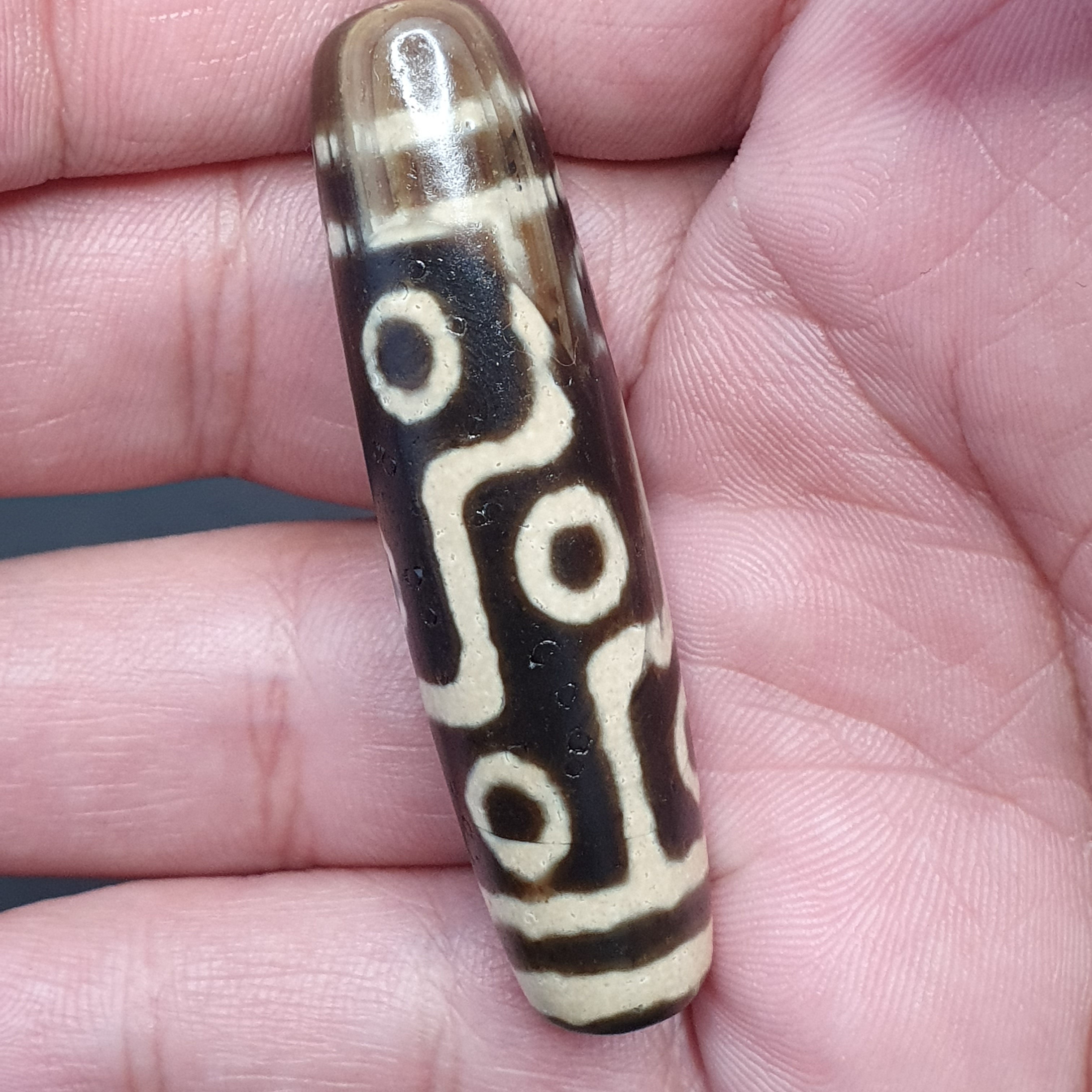 Vintage 9 Eyes Tibetan Agate Dzi Bead Amulet