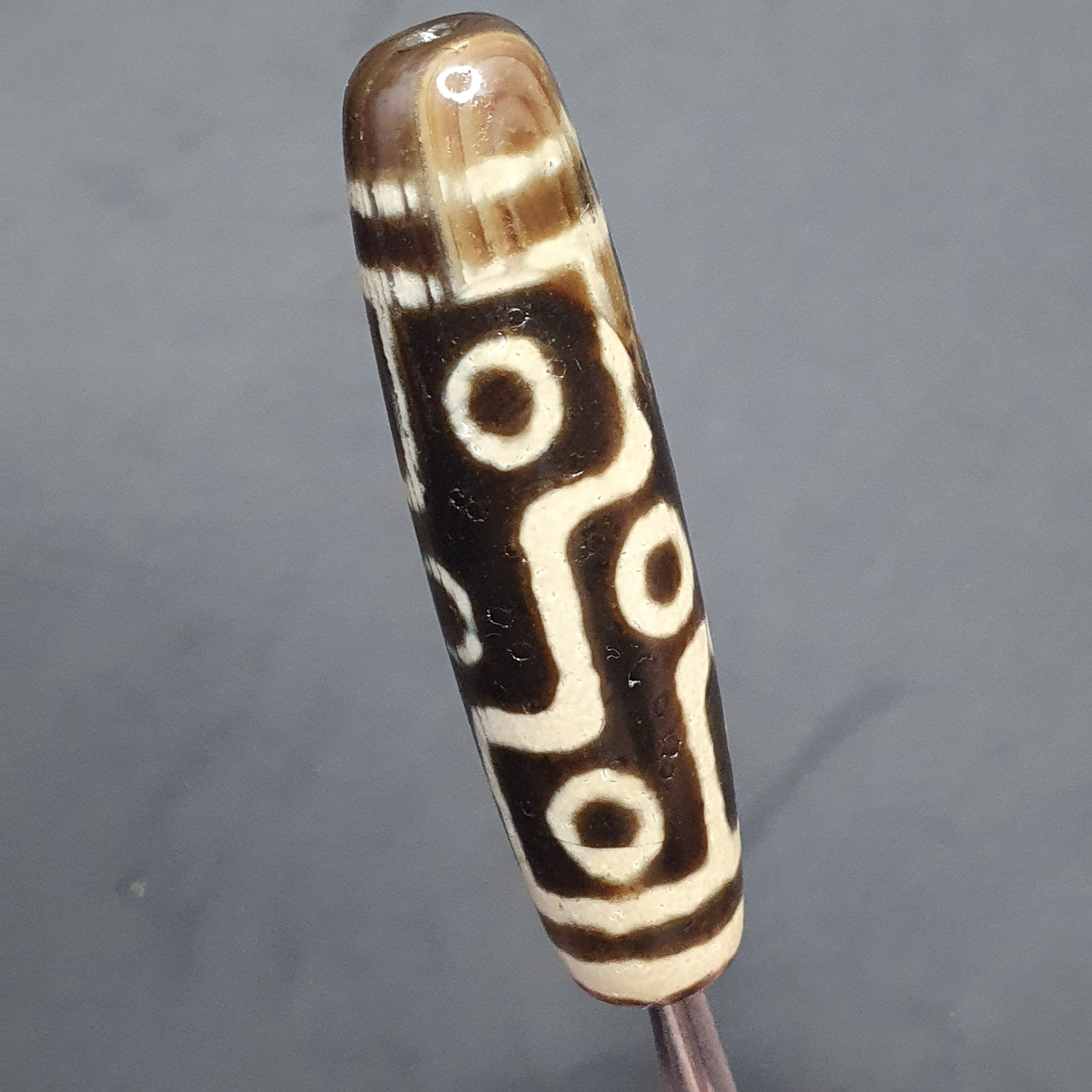 Vintage 9 Eyes Tibetan Agate Dzi Bead Amulet