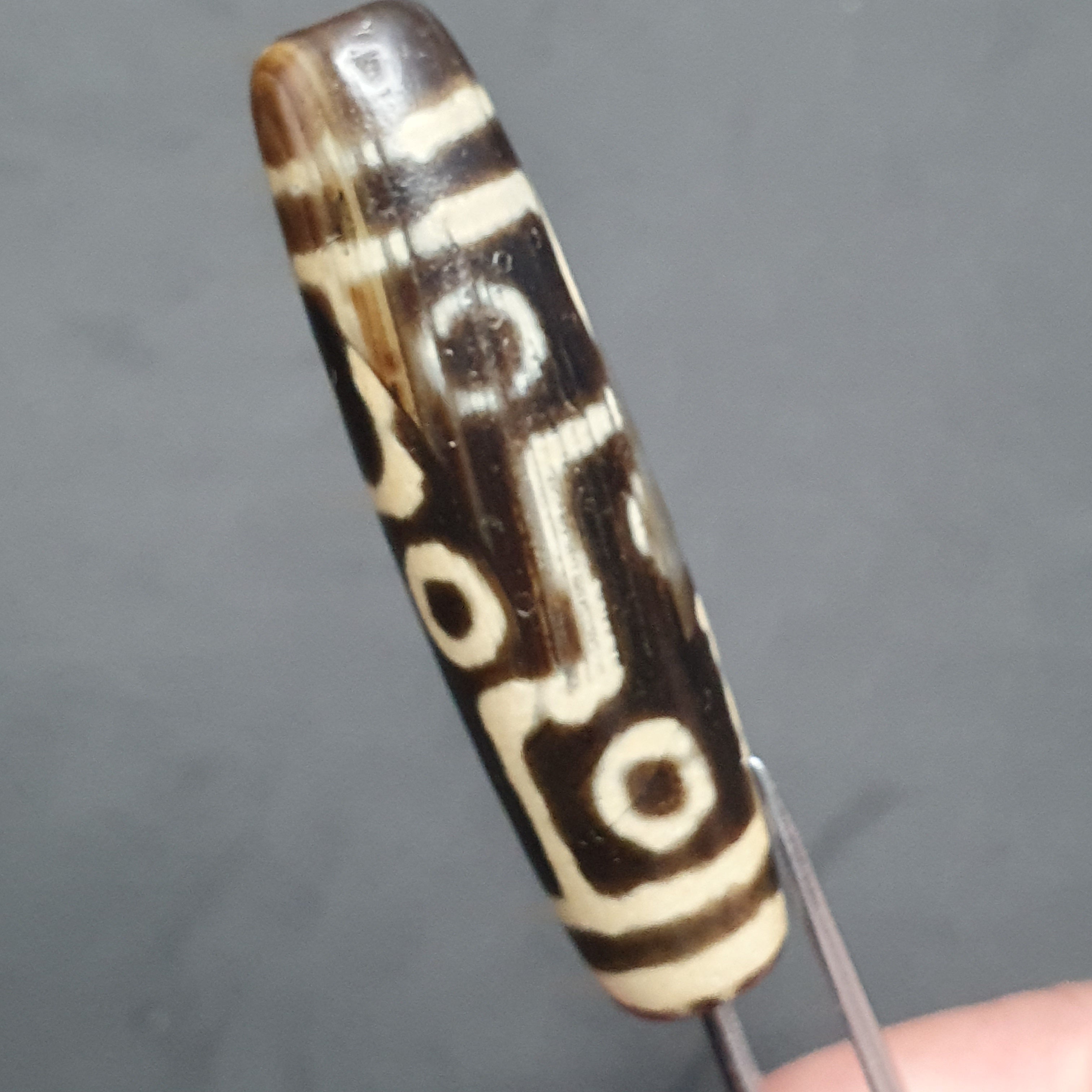 Vintage 9 Eyes Tibetan Agate Dzi Bead Amulet