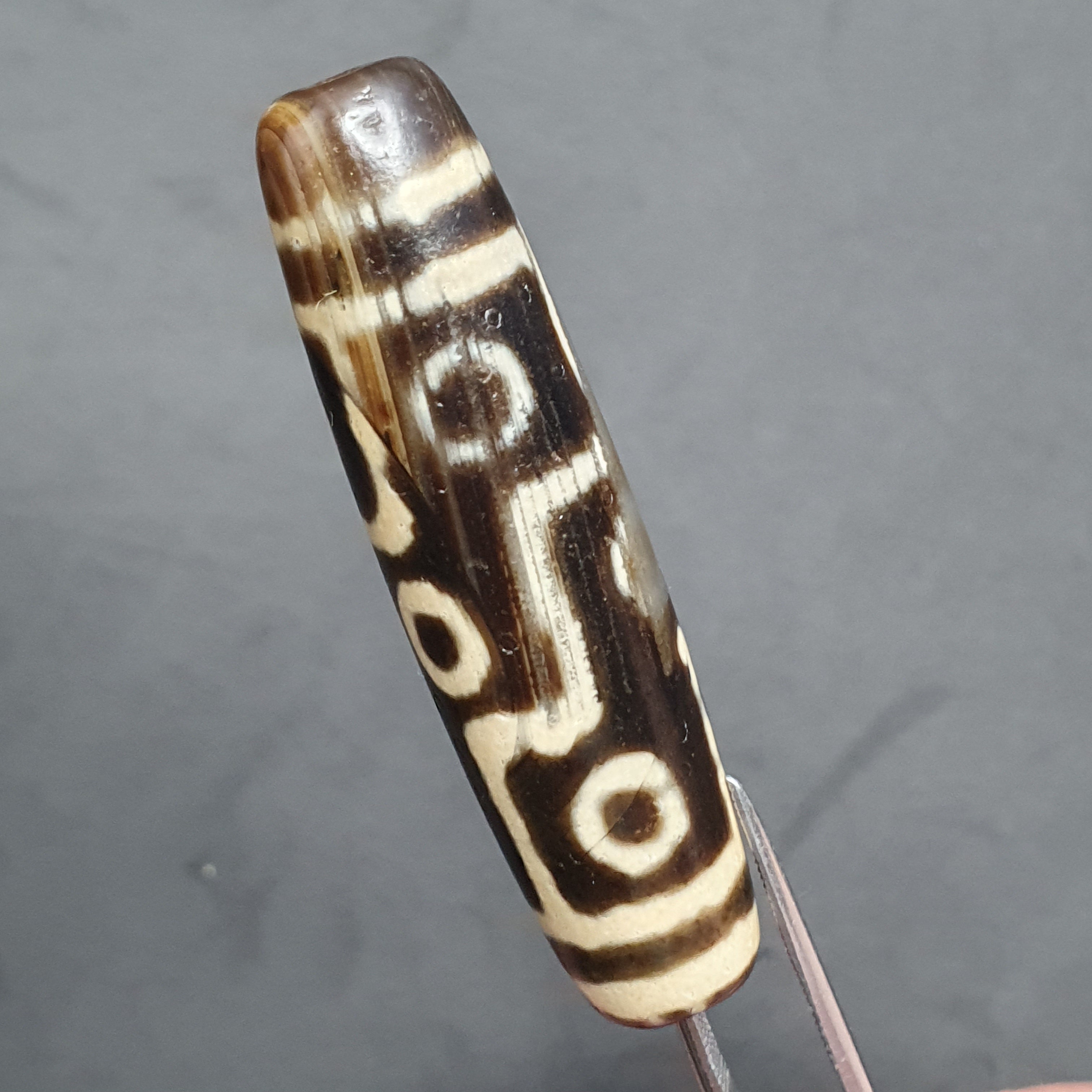 Vintage 9 Eyes Tibetan Agate Dzi Bead Amulet