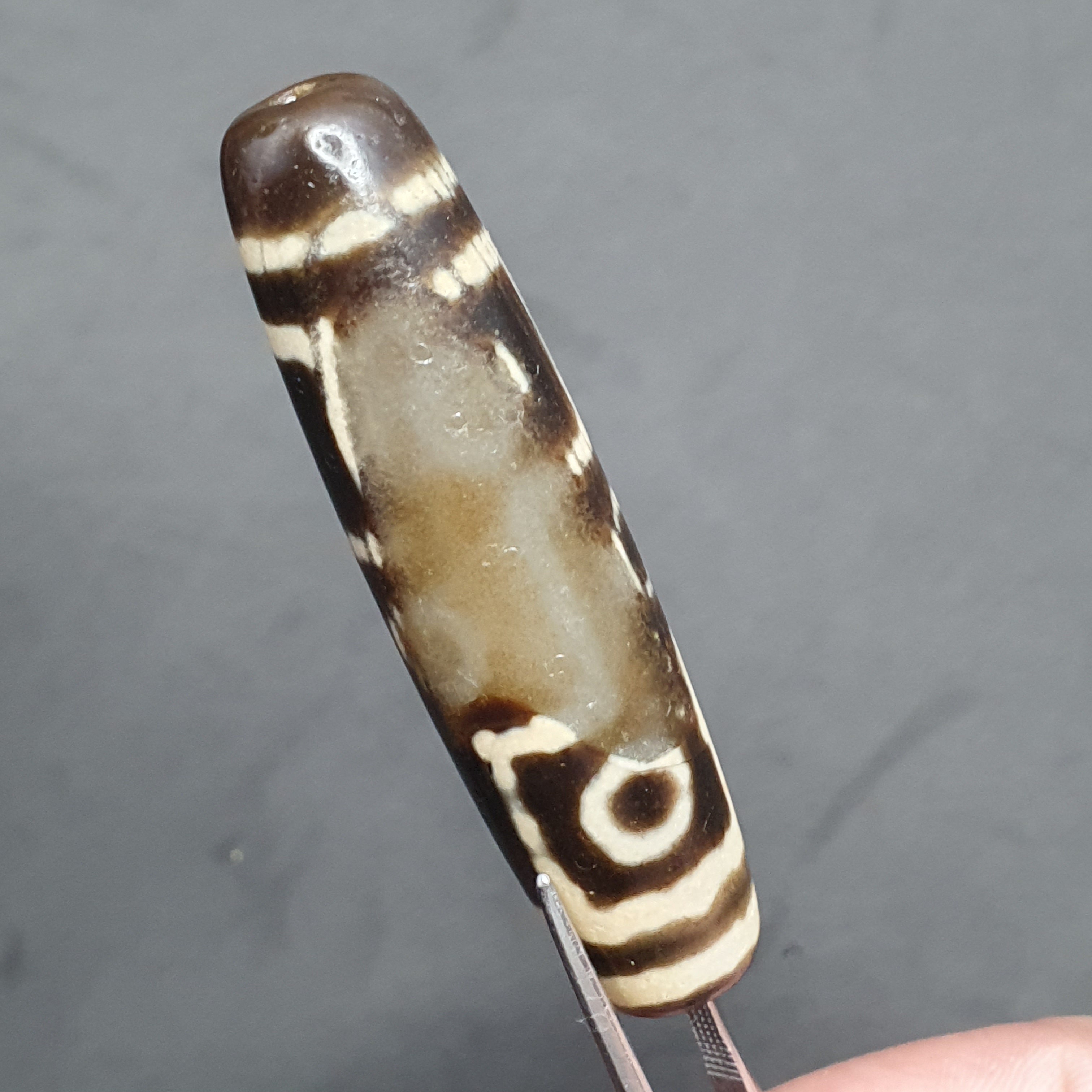 Vintage 9 Eyes Tibetan Agate Dzi Bead Amulet