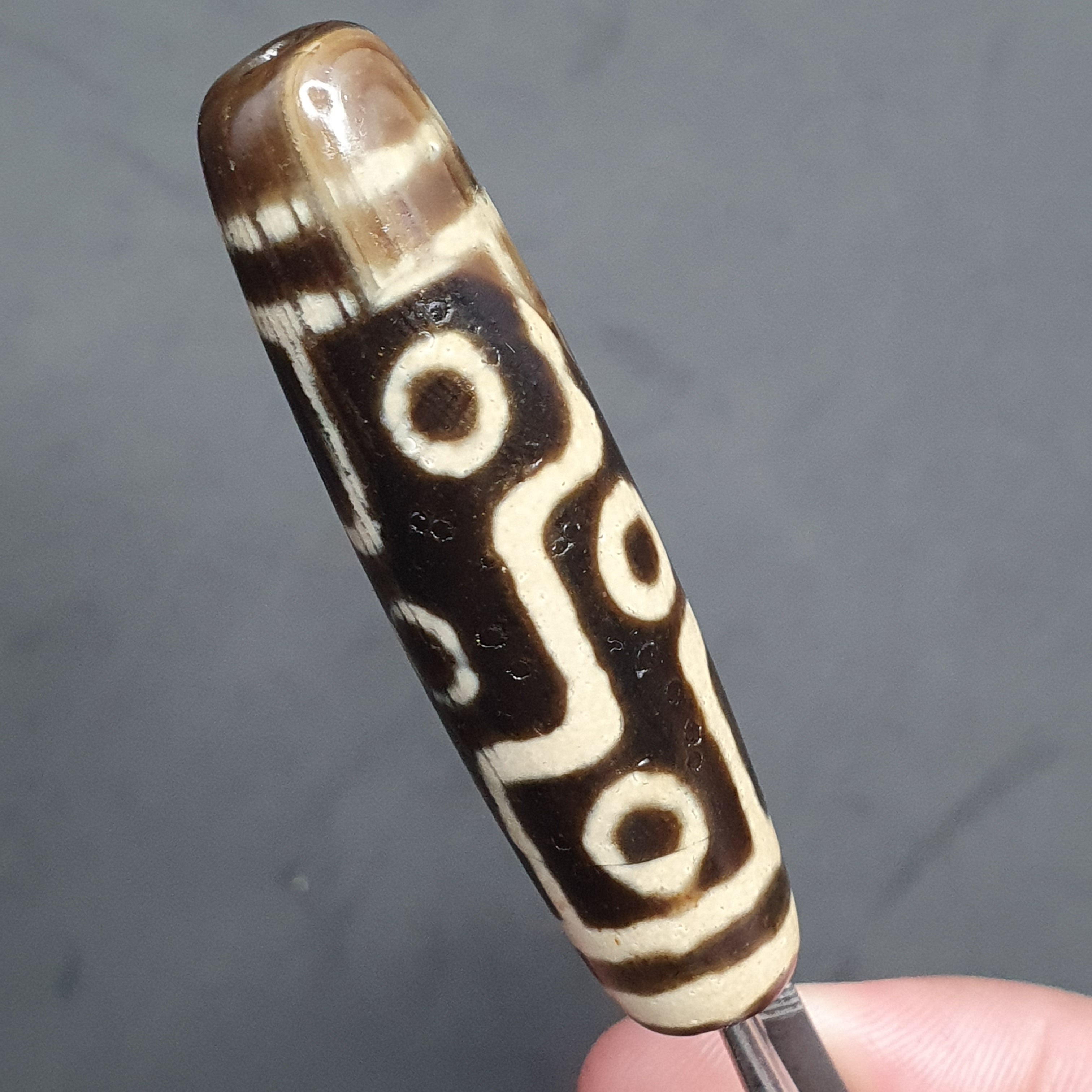 Vintage 9 Eyes Tibetan Agate Dzi Bead Amulet