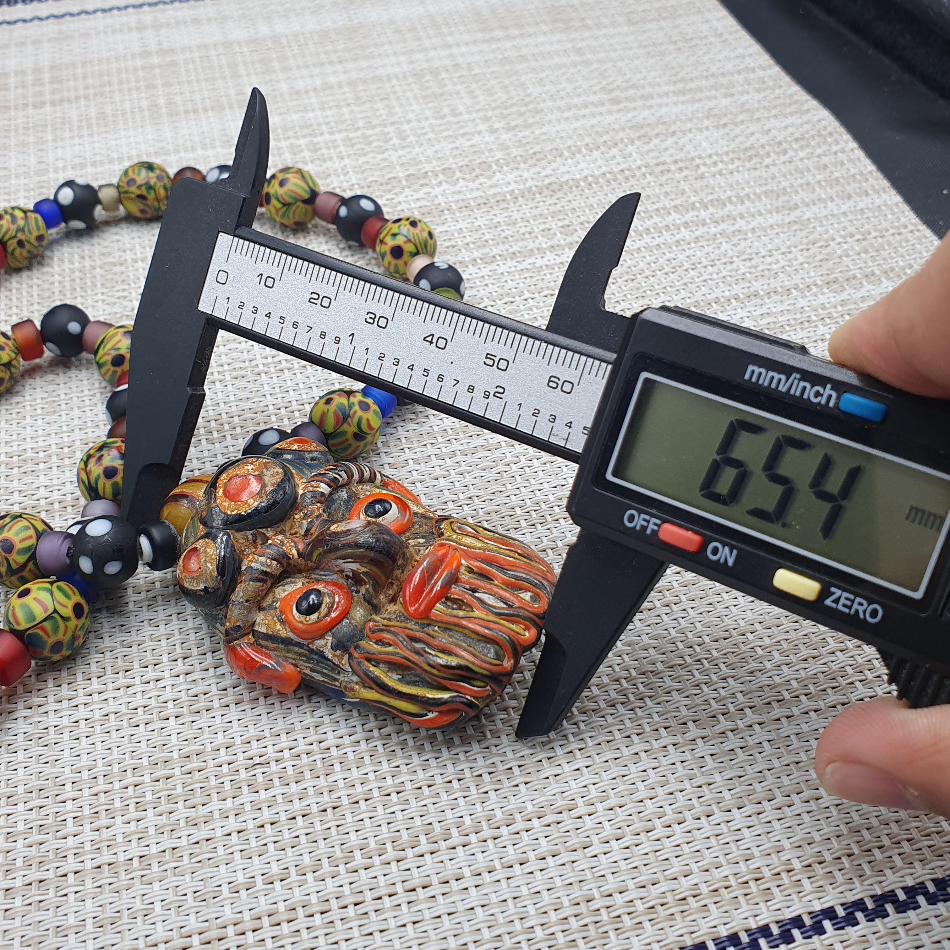 Vintage Venetian Style Mix Glass With Old Face Glass Pendant Necklace