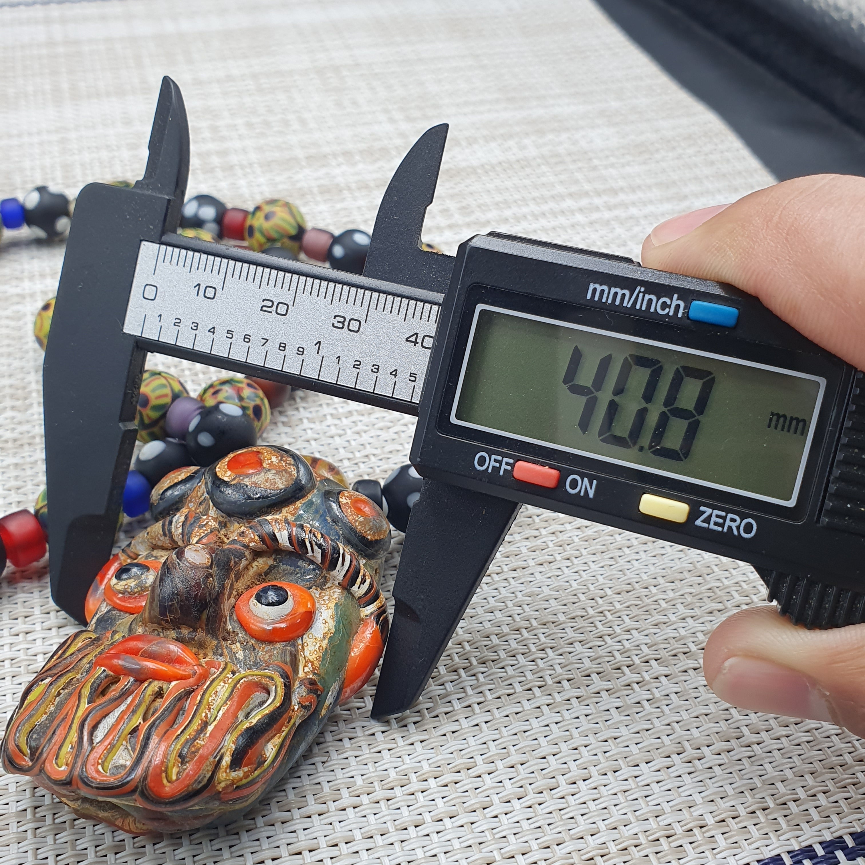 Vintage Venetian Style Mix Glass With Old Face Glass Pendant Necklace