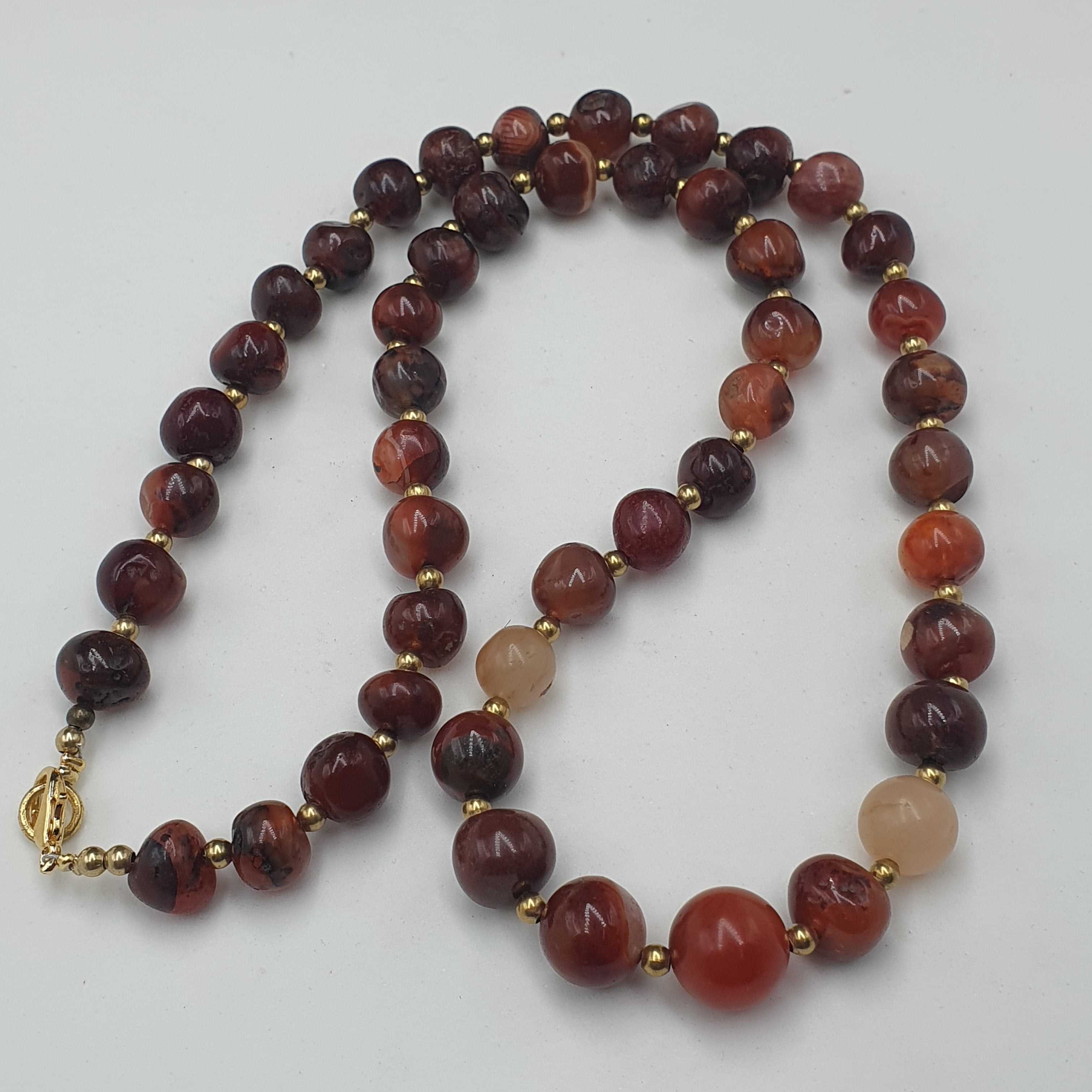 Vintage African Carnelian Agate Beaded Necklace